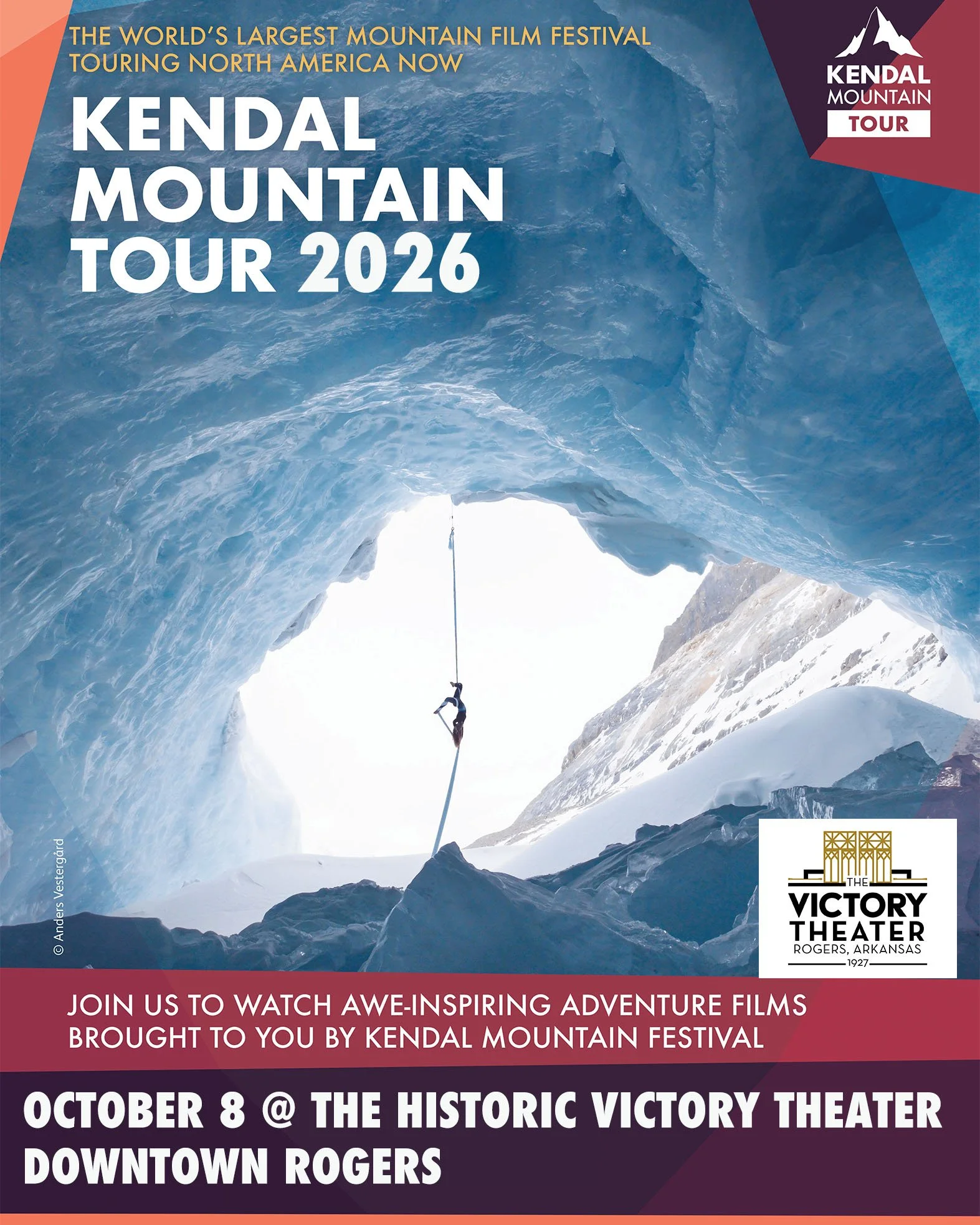 Join us at the Victory Theater Friday October 9 for the Kendal Mountain Short Film Festival. Seven unique and powerful adventure films will be featured that were hand-selected by jury. For more information and tickets, please visit this link: www.the