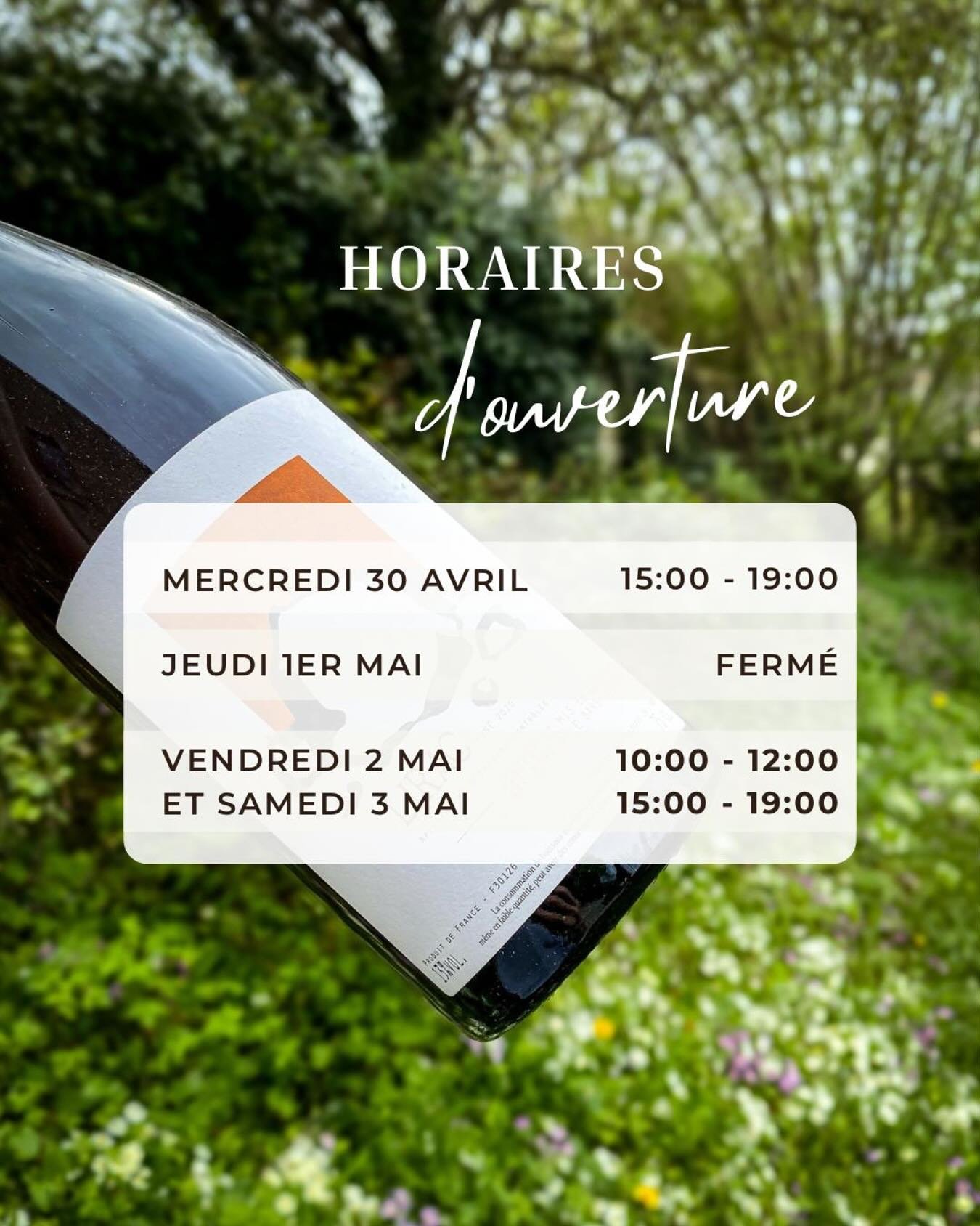 Les voici les voilà ! Les horaires de la semaine sont là 🍷
#caviste #fetedutravail #chatillonsurloire #lacavedupuits