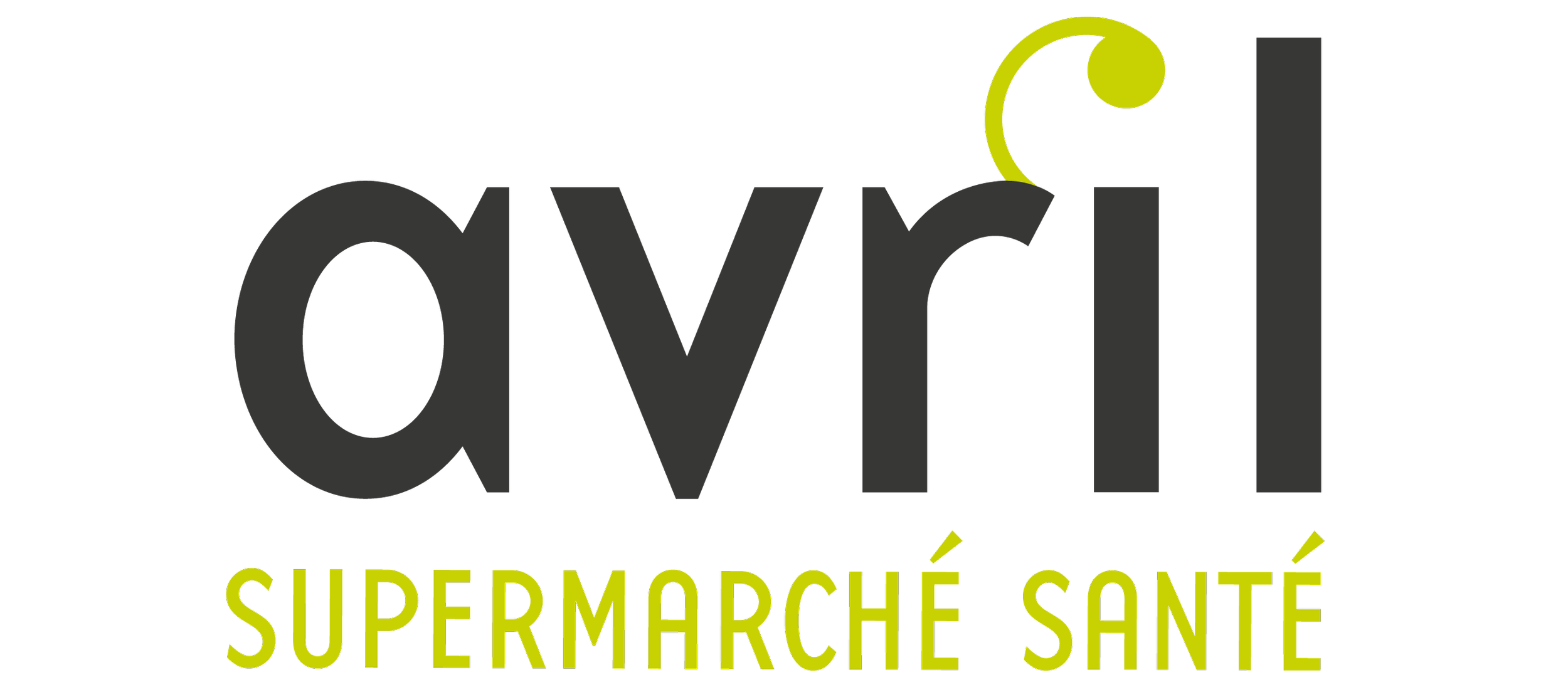 Logo vert et noir avec le nom 'Avril' en grand et 'Supermarché Santé' en dessous.