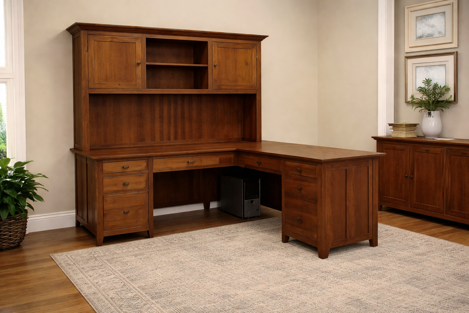 Solid maple Corner desk with hutch