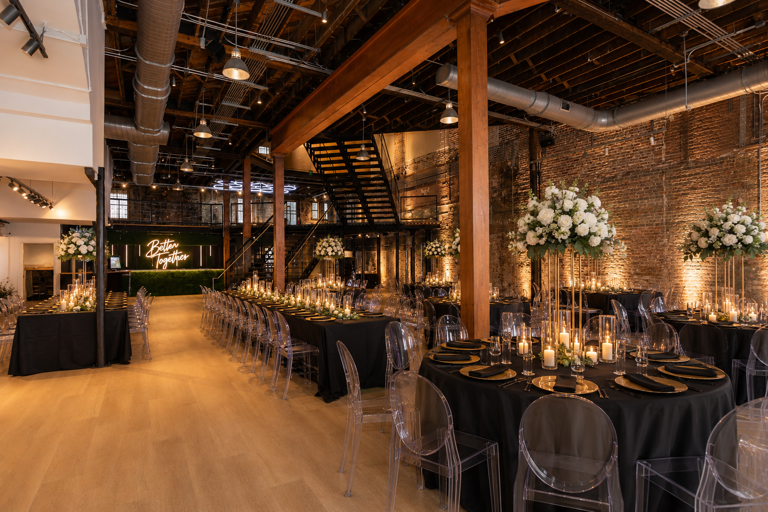 A candlelit reception at Deluxe Space