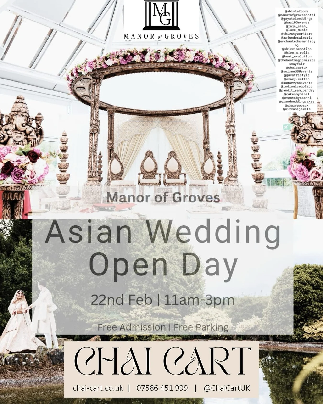 Come and visit the amazing Wedding Show on the 22nd Feb.

Free tickets link:
https://docs.google.com/forms/d/e/1FAIpQLSeDWPRu8g3wkJj_CtXOcXhv3P_qHF0vvUSHf6cjvfi7209AvA/viewform

You&rsquo;ll meet the best wedding suppliers 

@shimlafoods
@manorofgrov