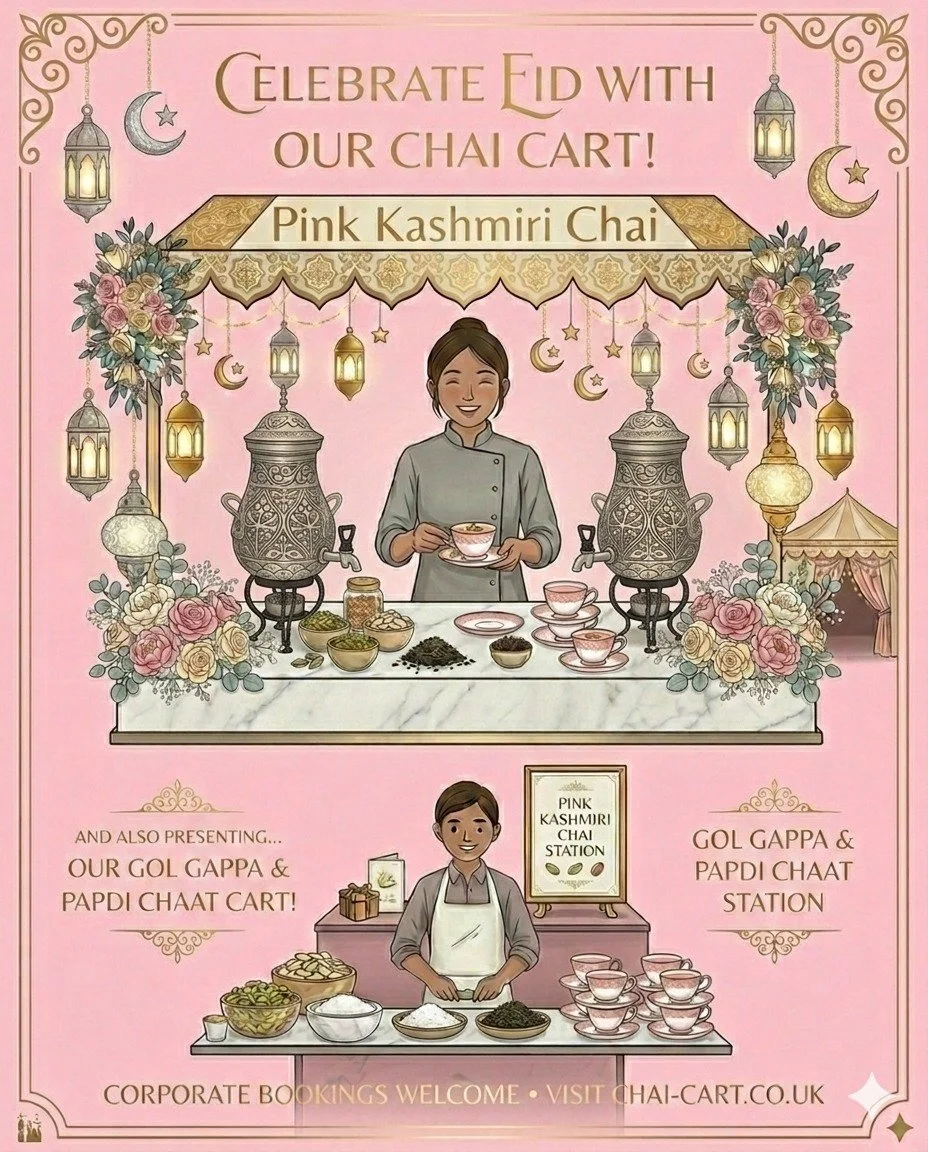 🌙✨ Celebrate Eid in the sweetest way&hellip; with Pink Kashmiri Chai &amp; Chaat! ✨🌙

This Eid, bring something truly special to your event 💕
Our signature Pink Kashmiri Chai Station is the perfect blend of tradition, elegance and flavour &mdash; 