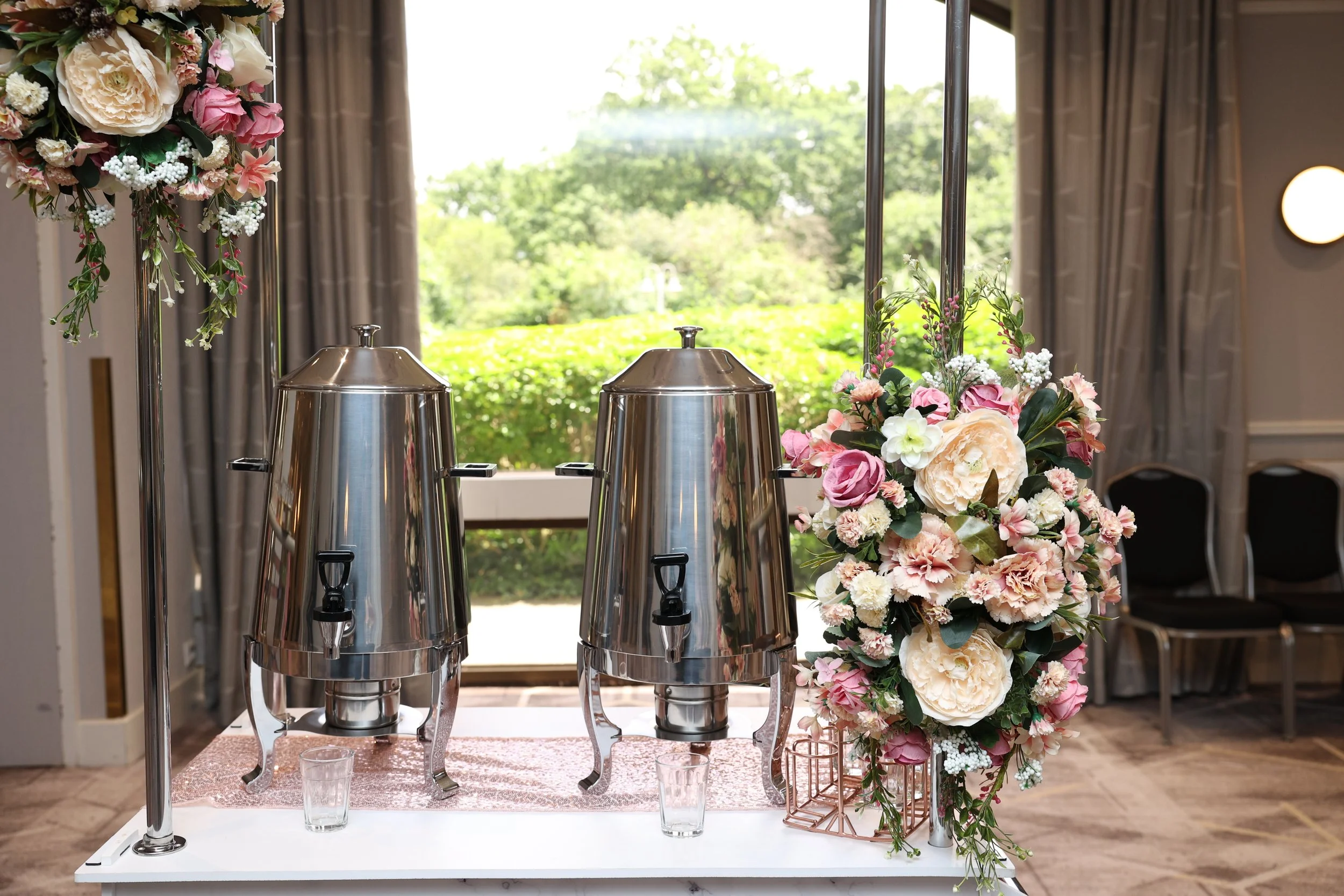Chai Cart setup with traditional cutting chai glasses at Hilton Birmingham Metropole