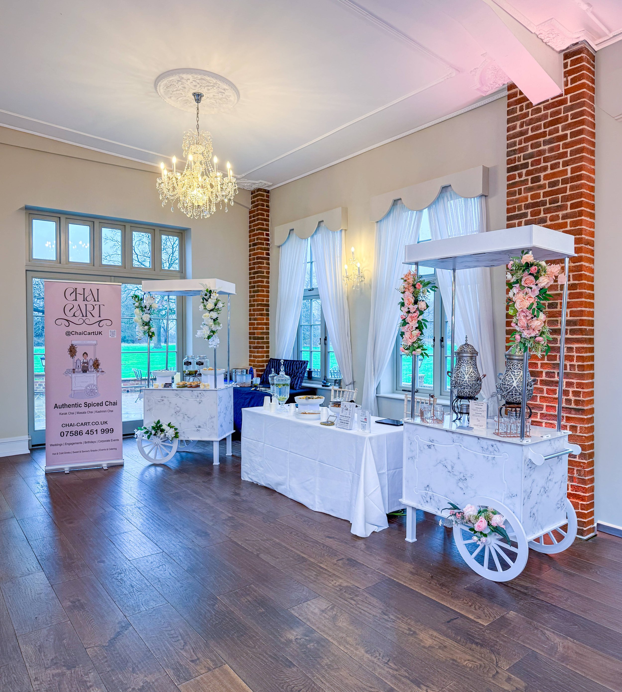 Chai Cart and Gol Gappa Cart setup at Offley Place Hitchin