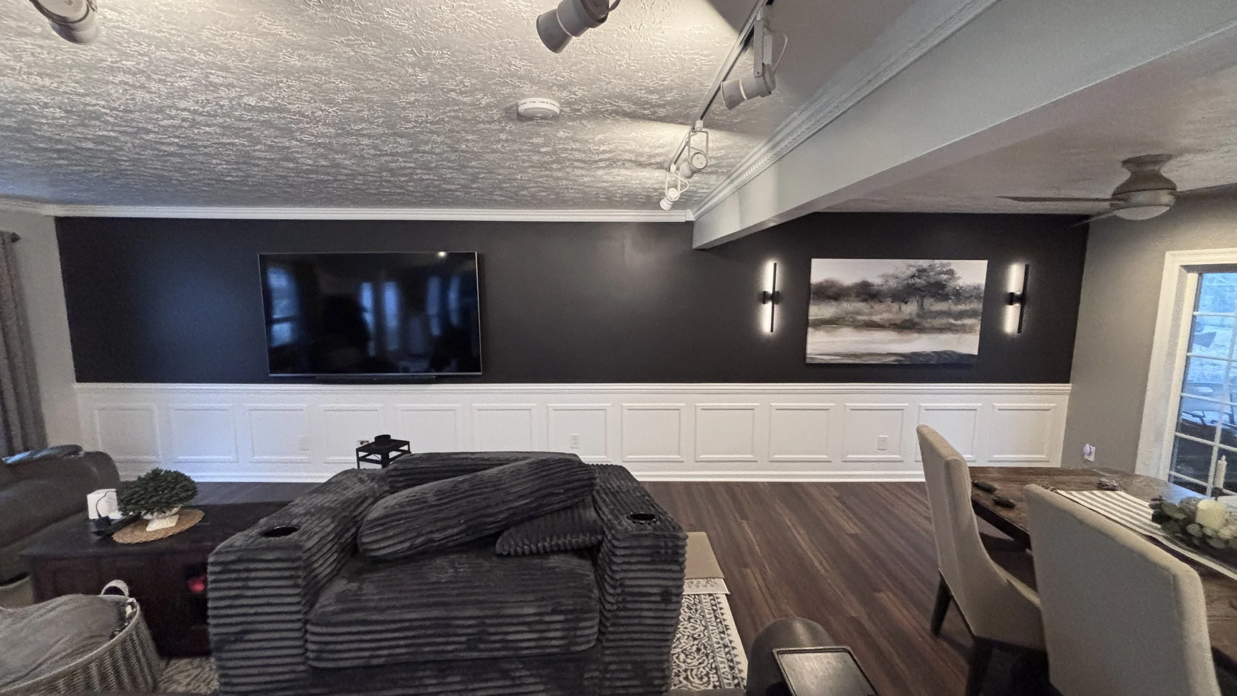 handyman custom wainscoting trim wall paint accent wall light sconces before and after