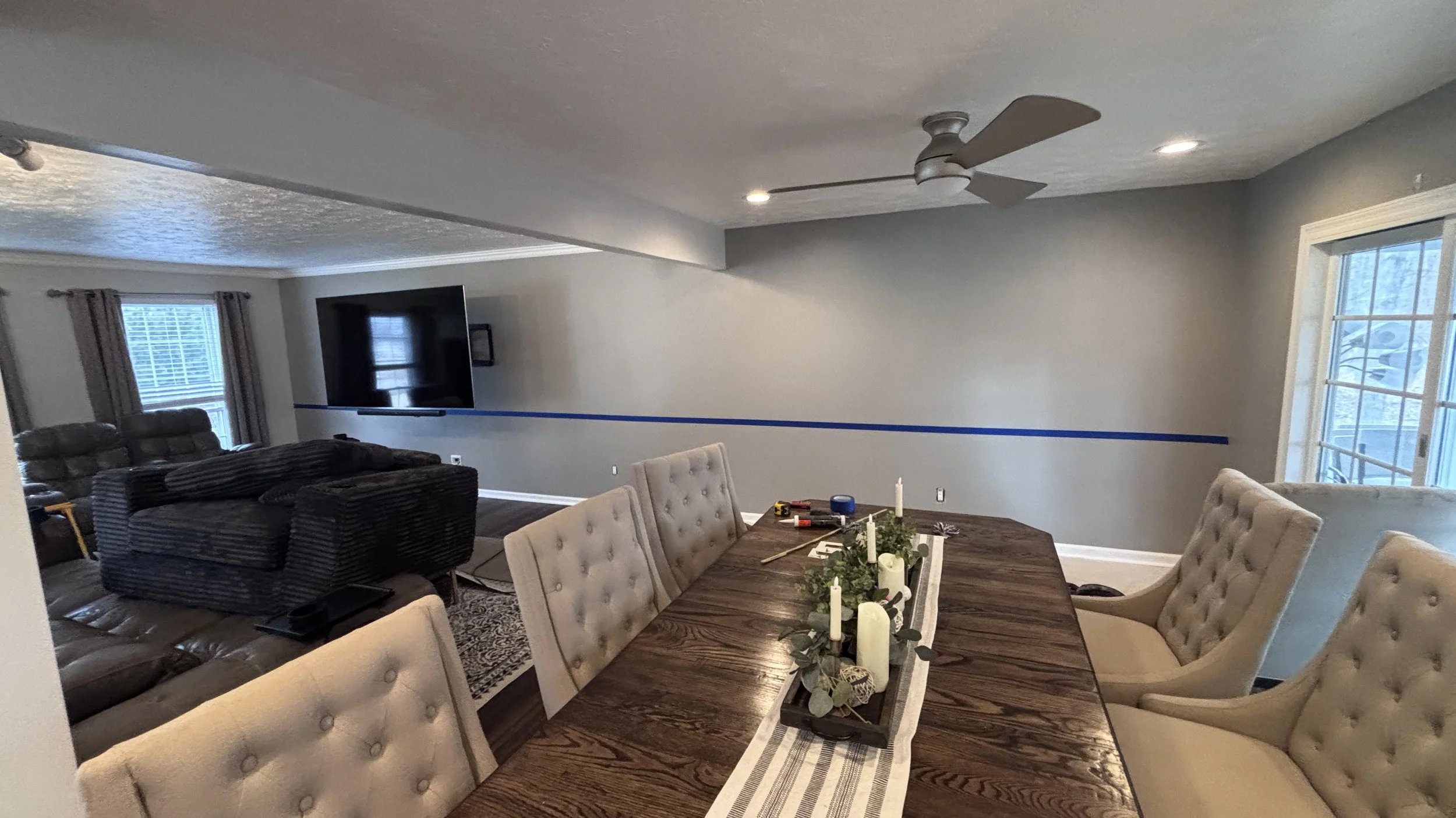 handyman custom wainscoting trim wall paint accent wall light sconces before and after