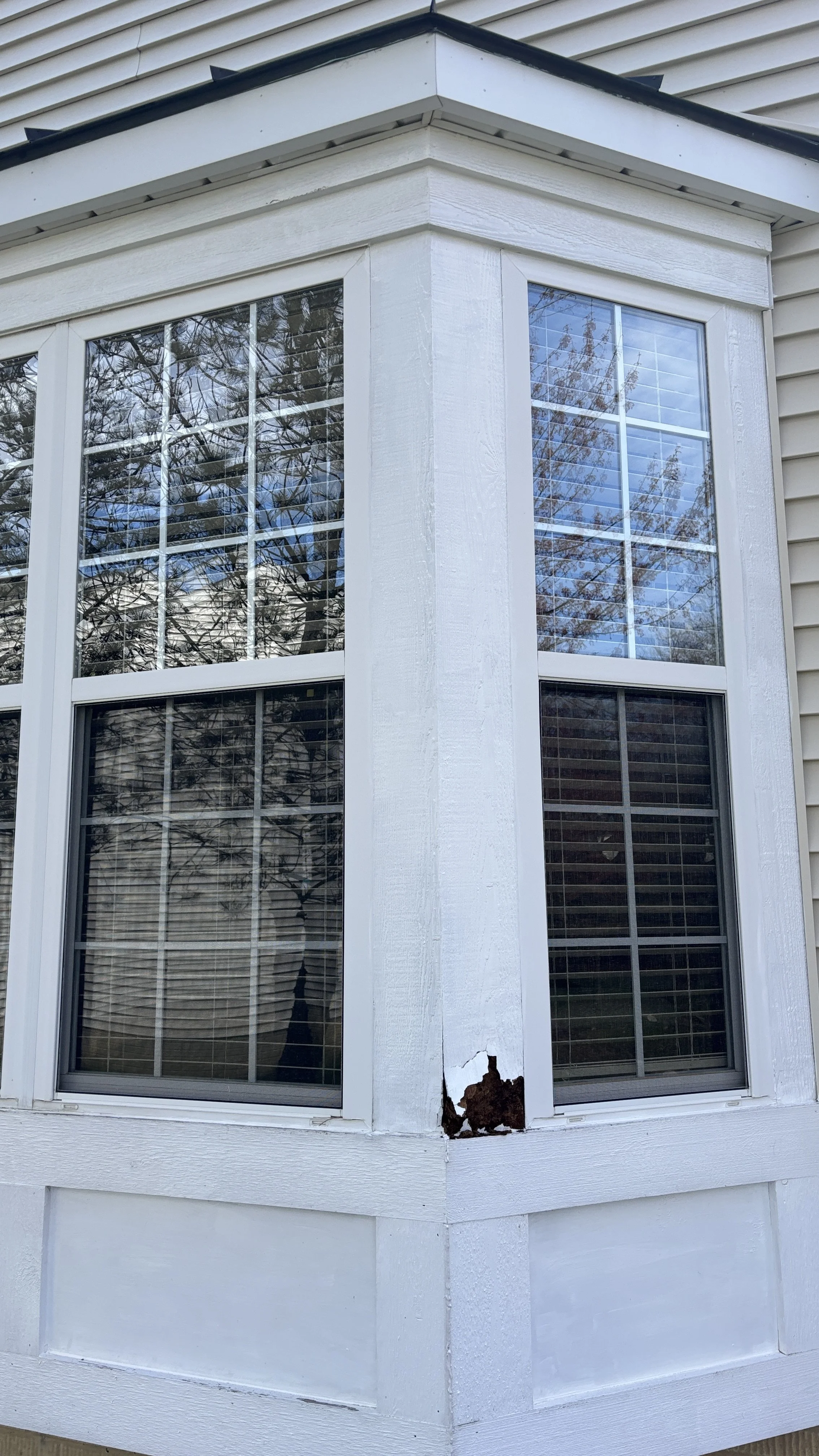 handyman bay window repair trim white vinyl pvc trim
