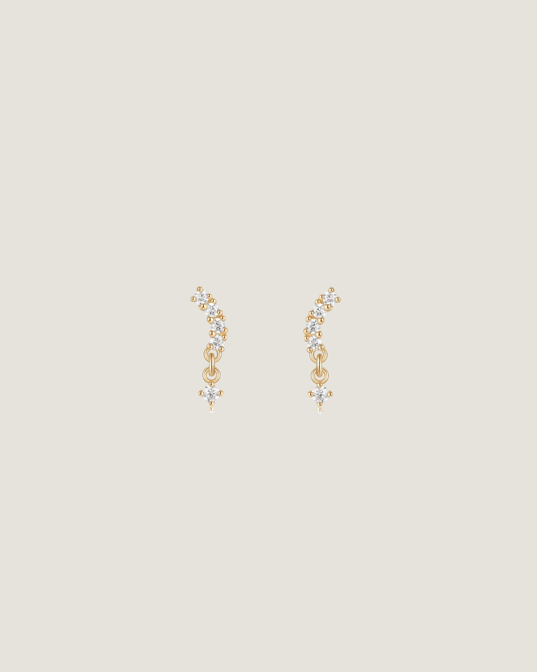 14k Gold Curved Drop Moissanite Earring with Titanium Flat-Back