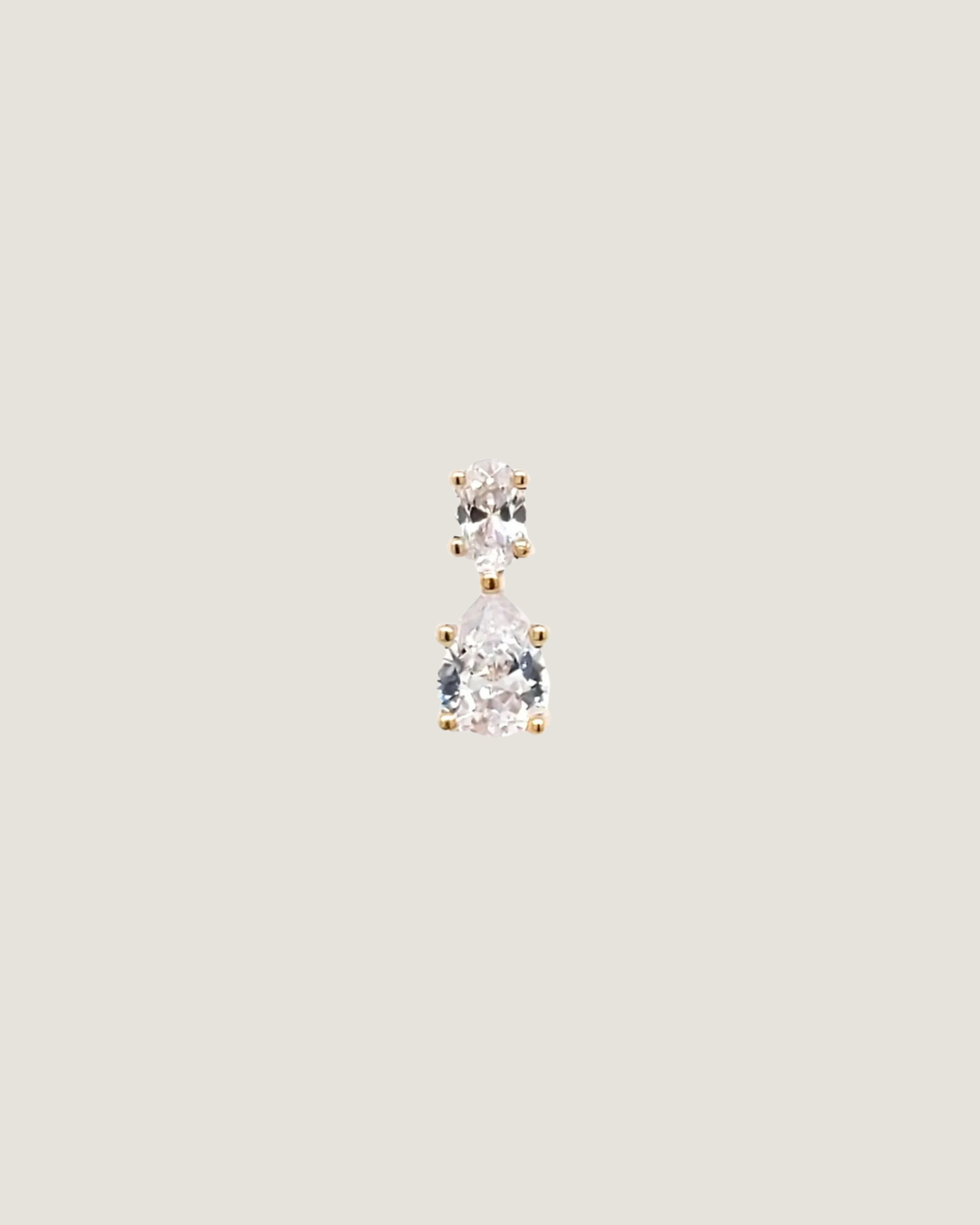 14 Karat Gold Vertical Two-Stone Earring