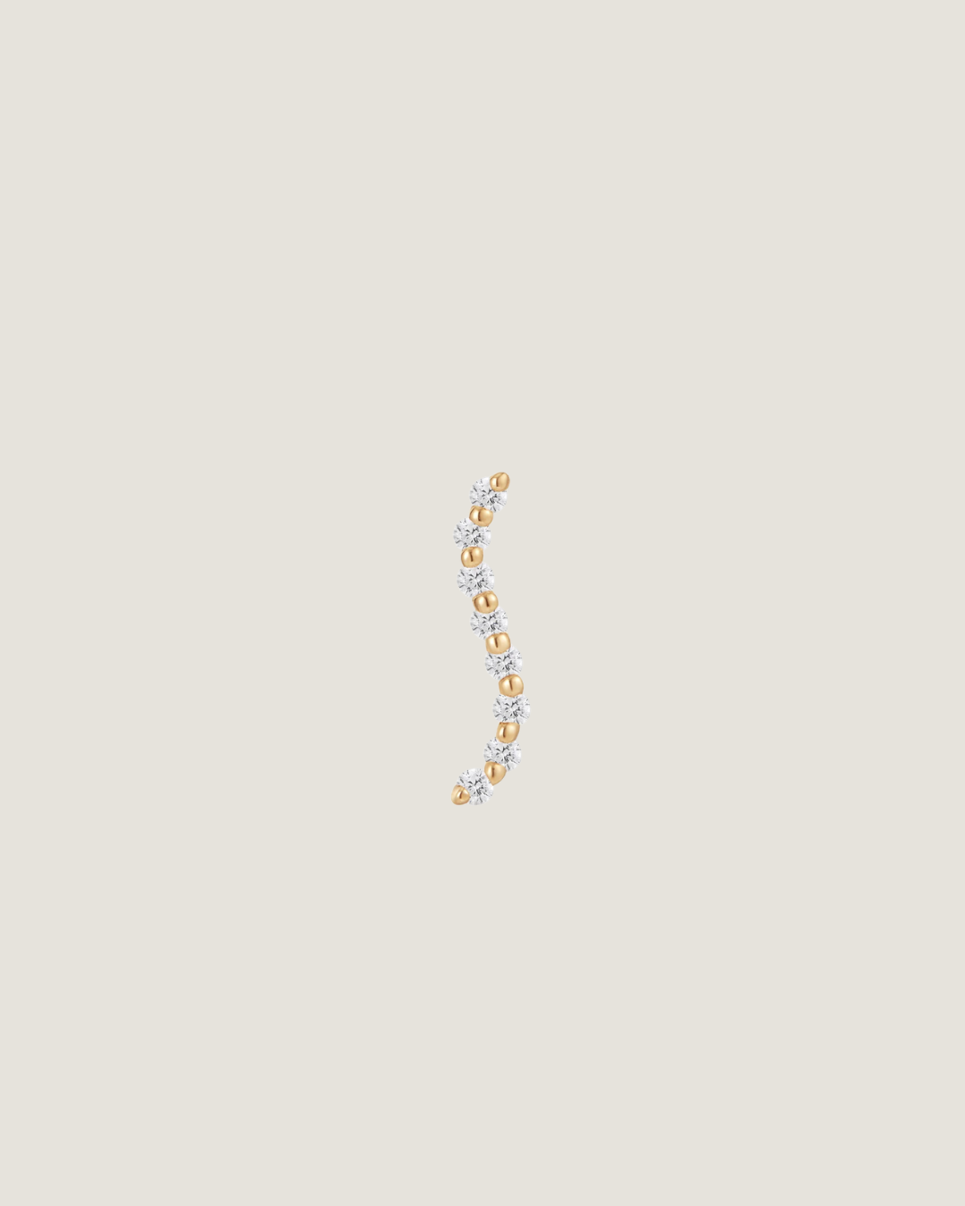 14 Karat Gold Wave with Solitaire Earring