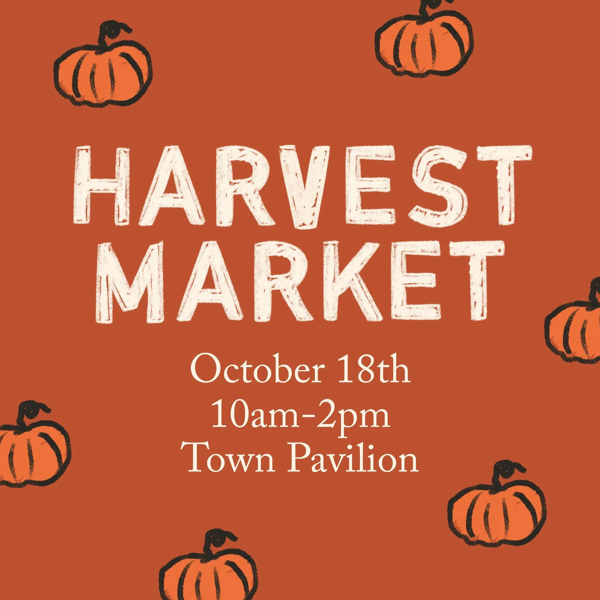 We've been missing our farmers market.. you too? Good news! We'll see you SOON! Join us for our third annual 🍂Harvest Market🍂 October 18th, 10am - 2pm in the Town Pavilion! We'll have our usual vendors and new folks joining us too! Keep your eye ou