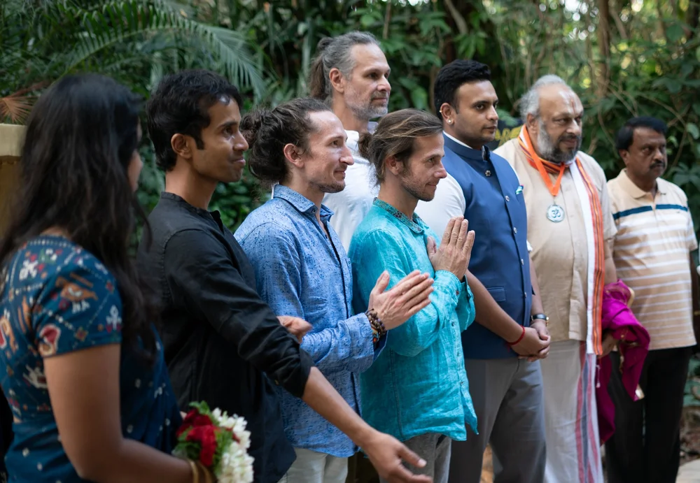 The crew with the King of Mysore and Dr. M.A. Alwar