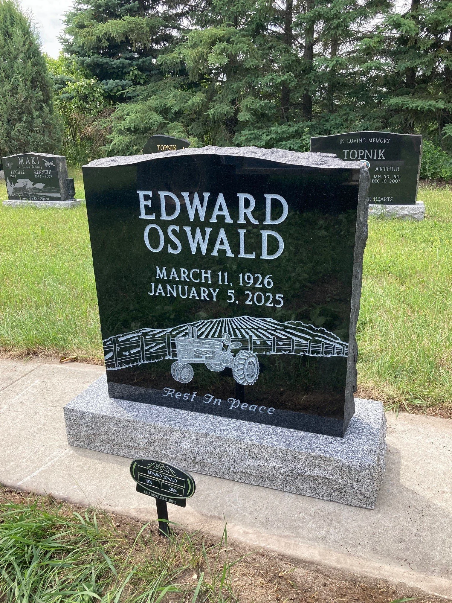 Steinbach Memorials. Jet Black Granite.