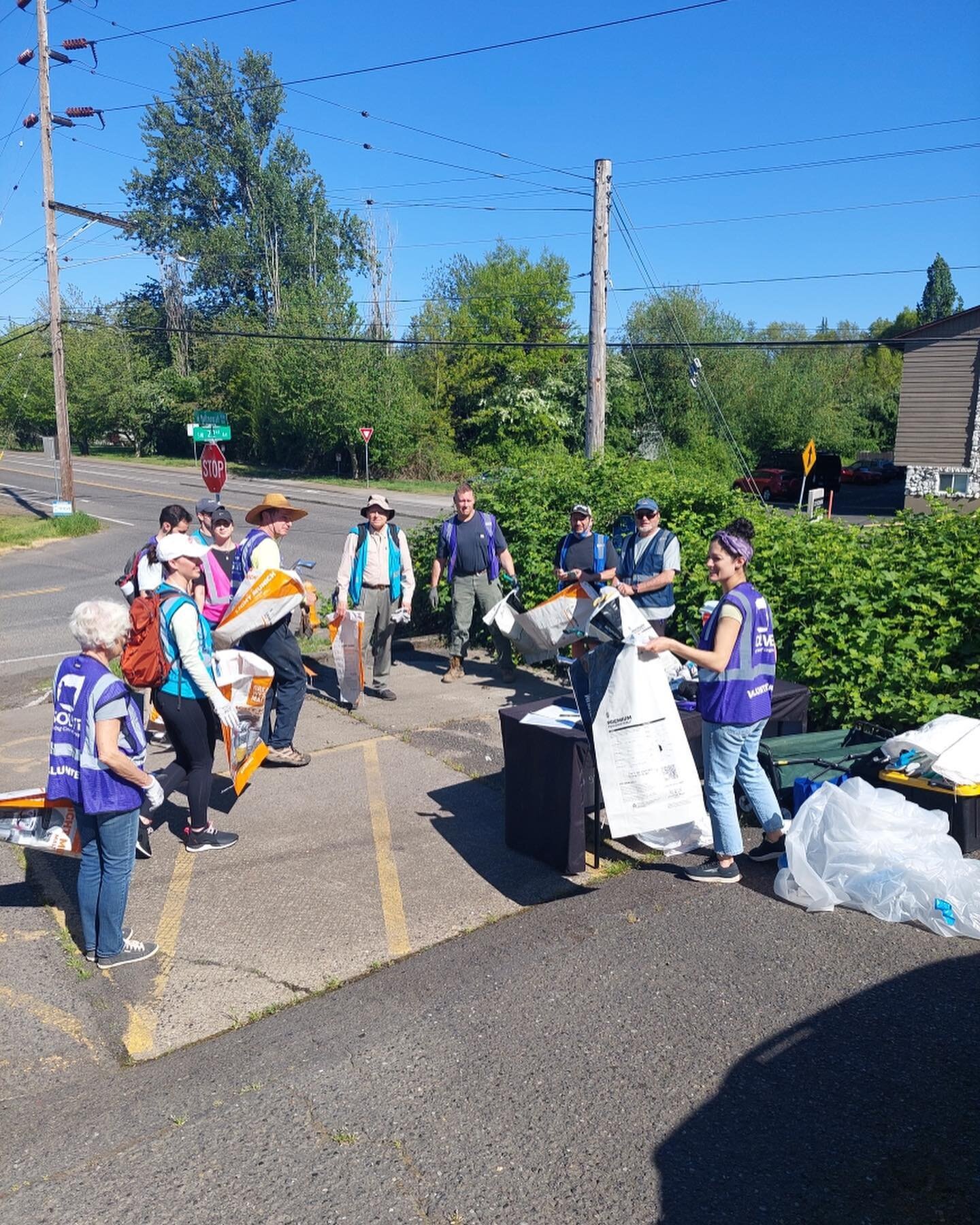 Thank you to a wonderful group of volunteers @ SOLVE who donated two hours of their time on a Saturday to cleanup Multnomah Blvd under the Barbur Blvd overpass. It was a very successful event and now the entrance to our neighborhood is clean! We&rsqu