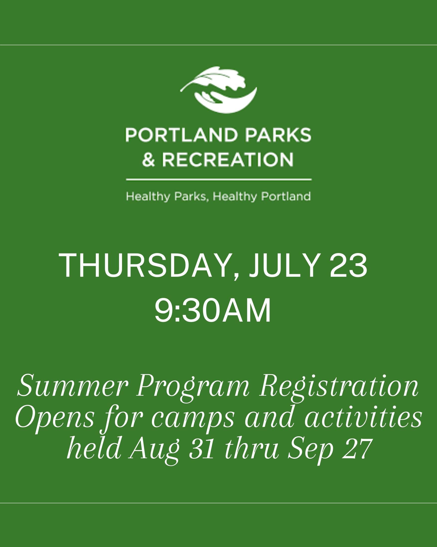 Summer Activity Registration Opens for Portland Parks &amp; Rec