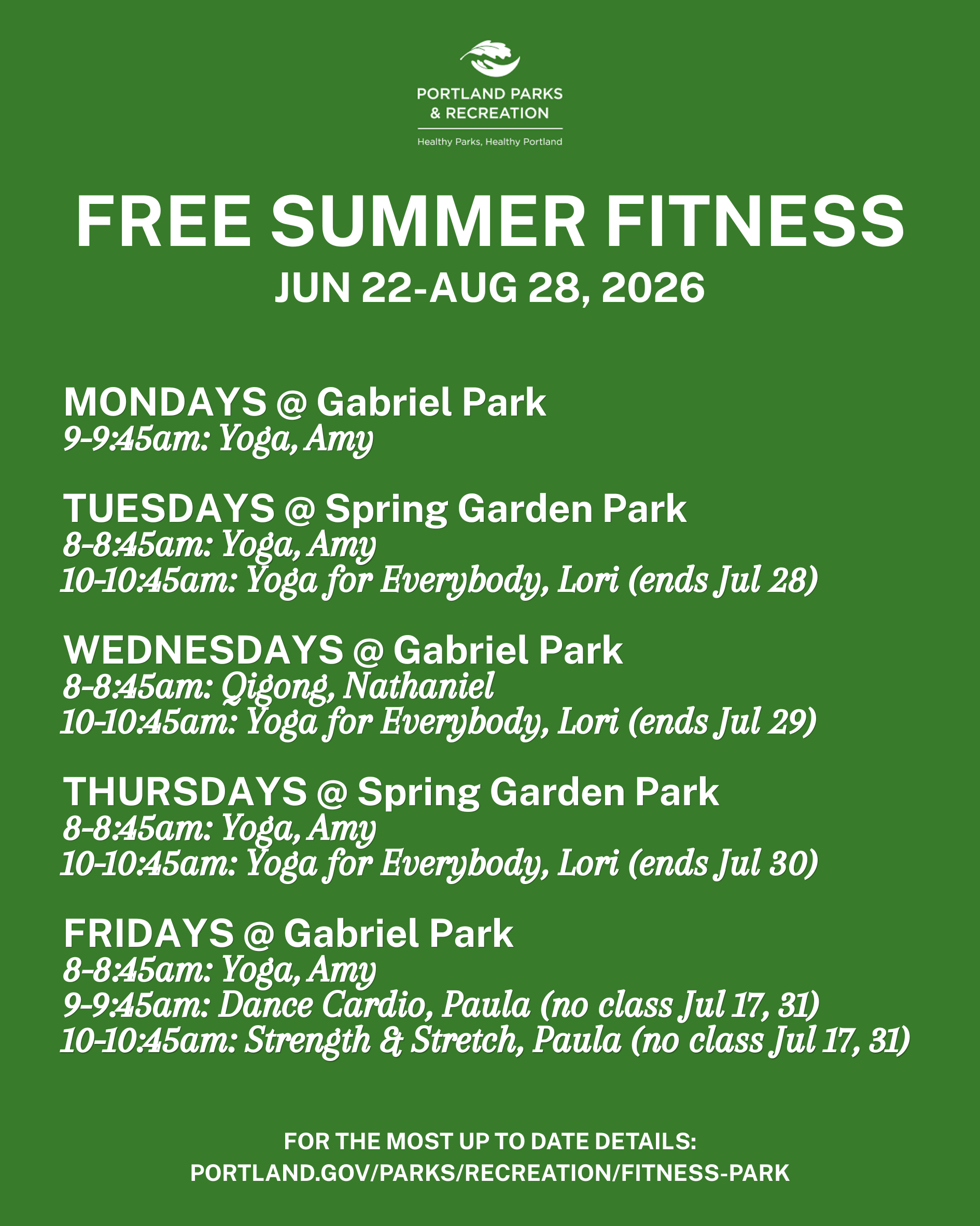 Free Fitness in the Park