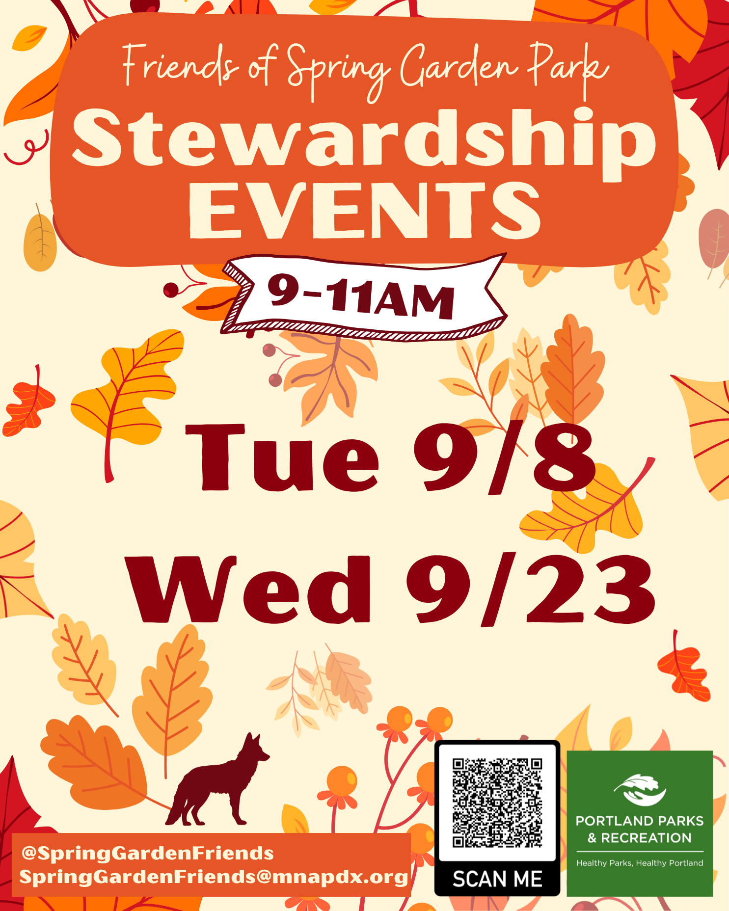 Fall Stewardship Events on 9/8 and 9/23