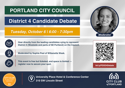 City Council District 4 (primarily SW/NW Portland) Debate