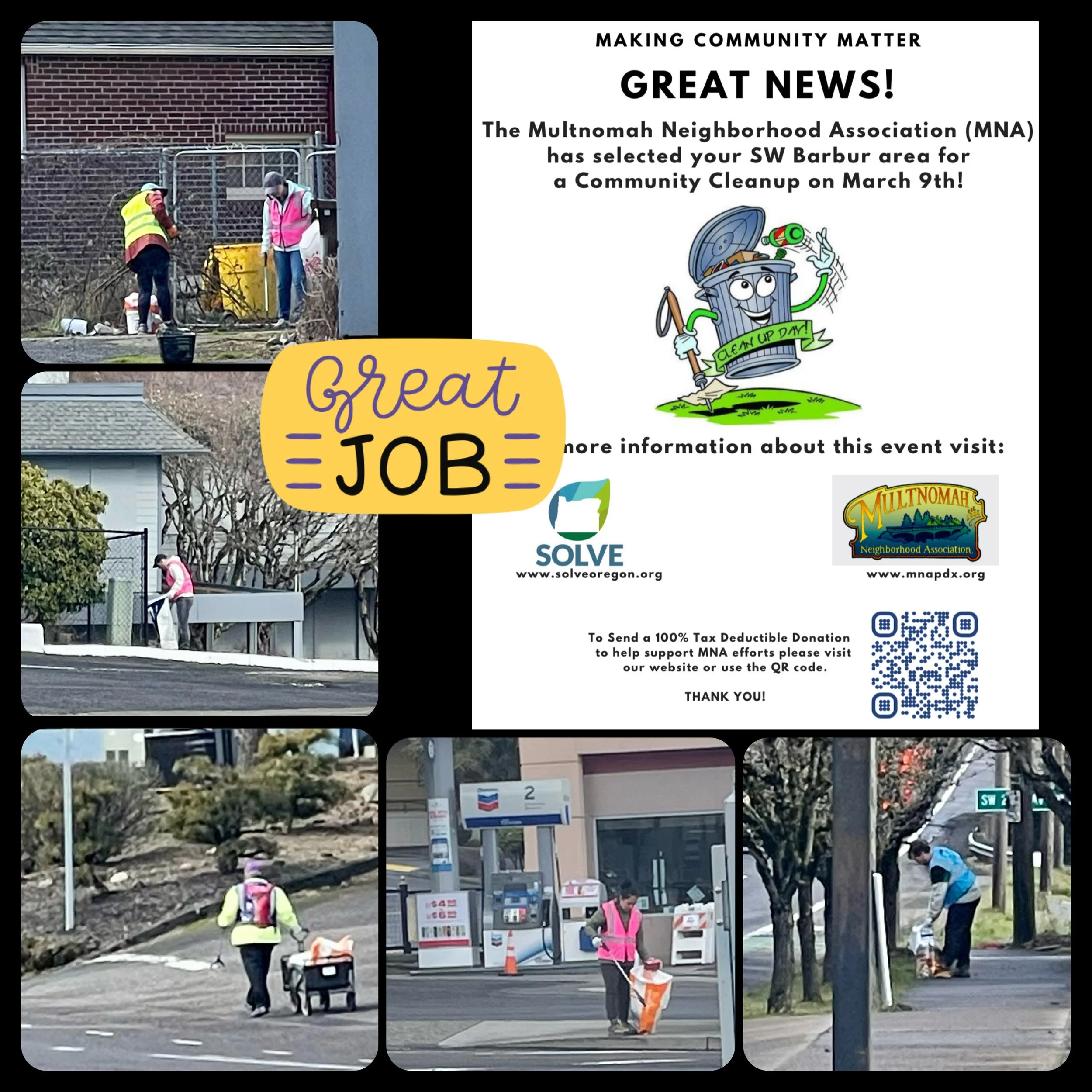 collage of volunteers picking up trash with claws