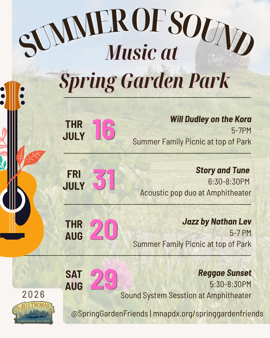 Summer of Sound in Spring Garden Park flyer