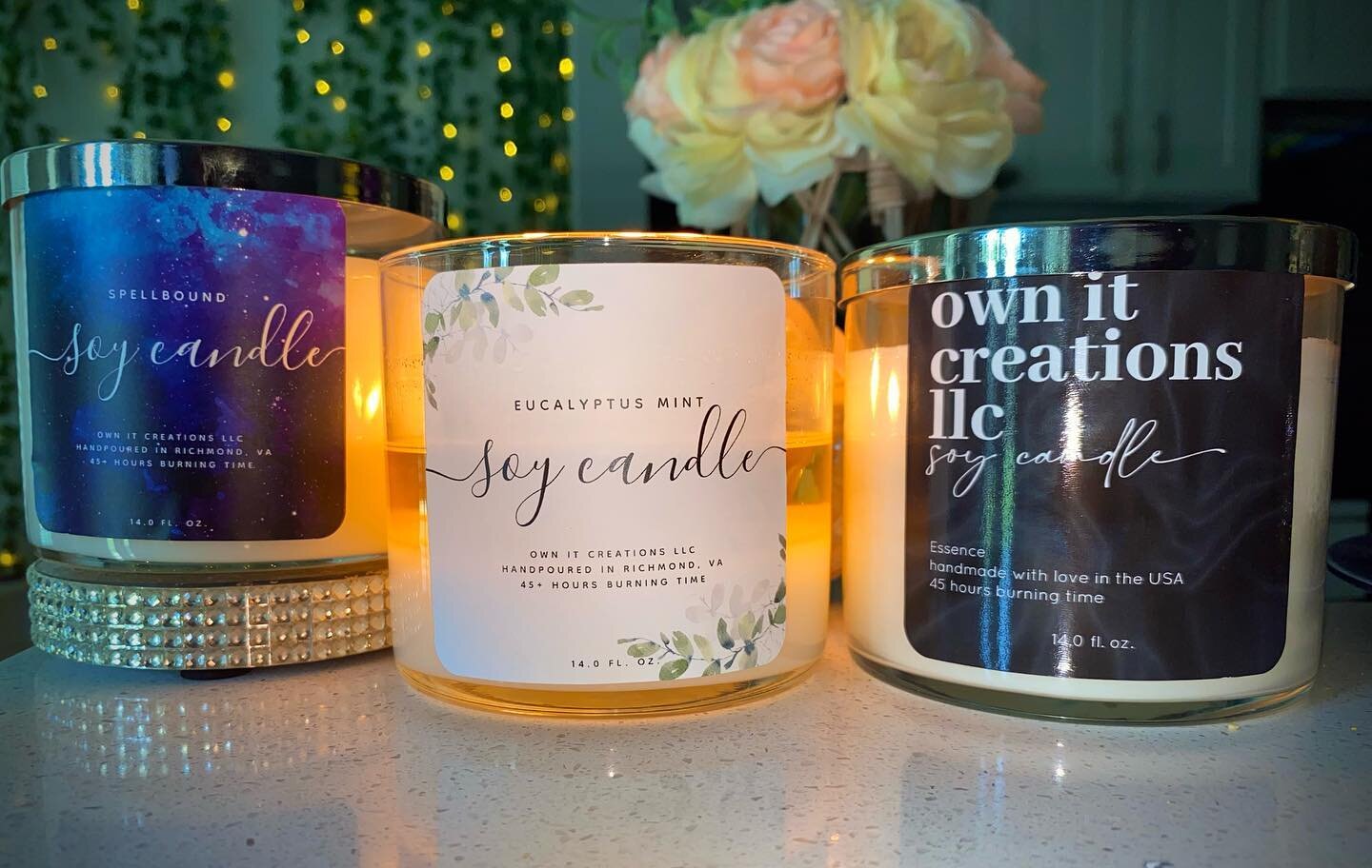 Spellbound🌌
Eucalyptus Mint🌿
Essence🕋

#soycandles #soywax #soywaxcandles #candles #smallbusiness