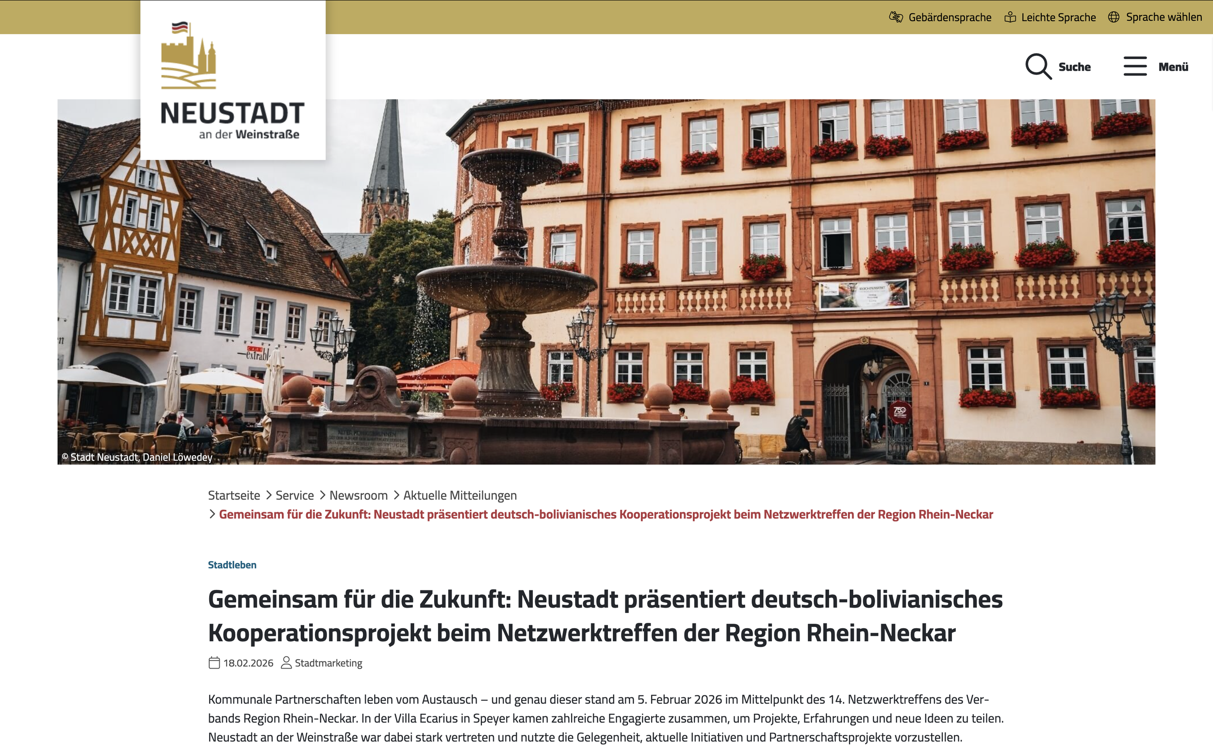 Gemeinsam für die Zukunft: Neustadt präsentiert deutsch-bolivianisches Kooperationsprojekt beim Netzwerktreffen der Region Rhein-Neckar // Kunan Mink'a e.V.
