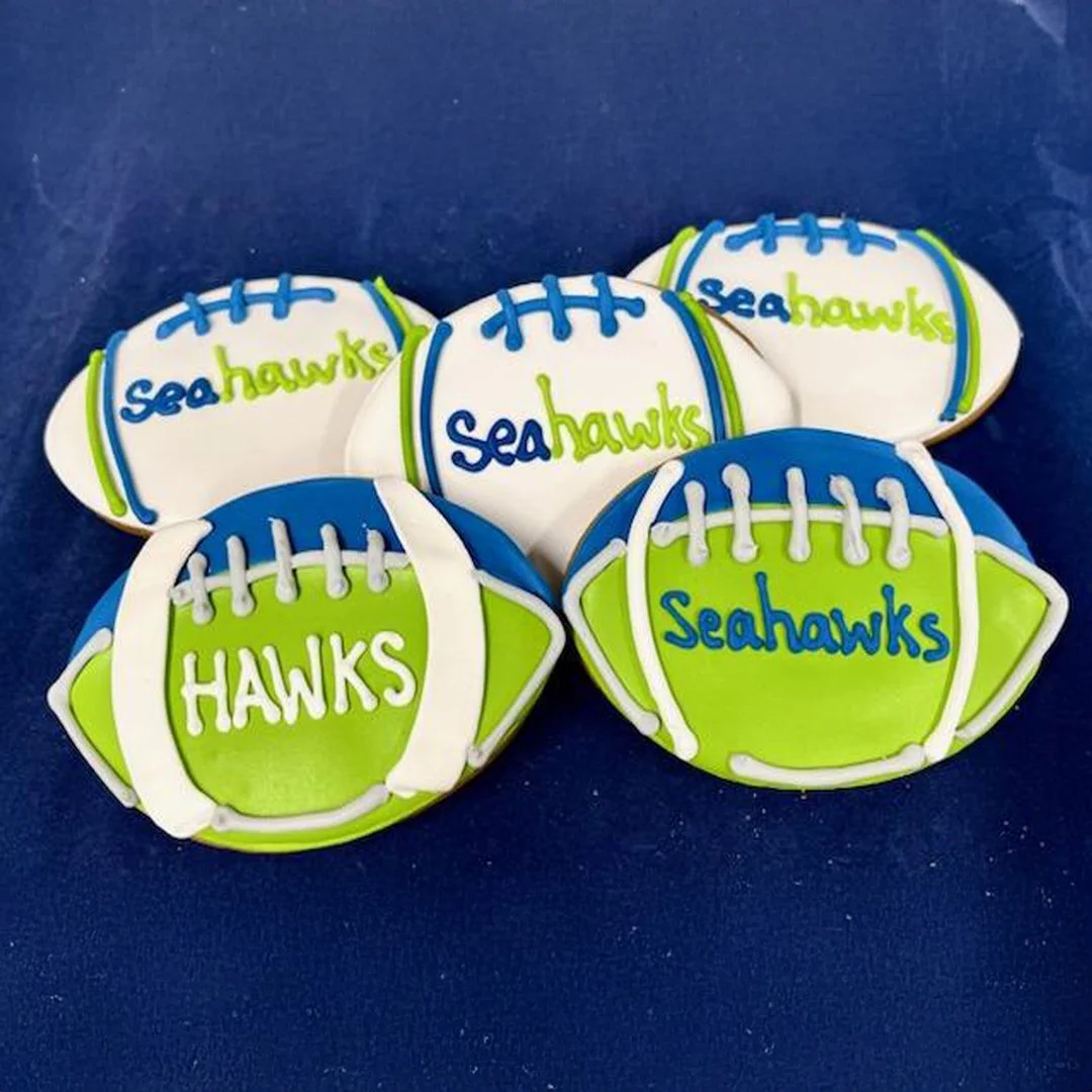 Seahawk Decorated Football Cookies