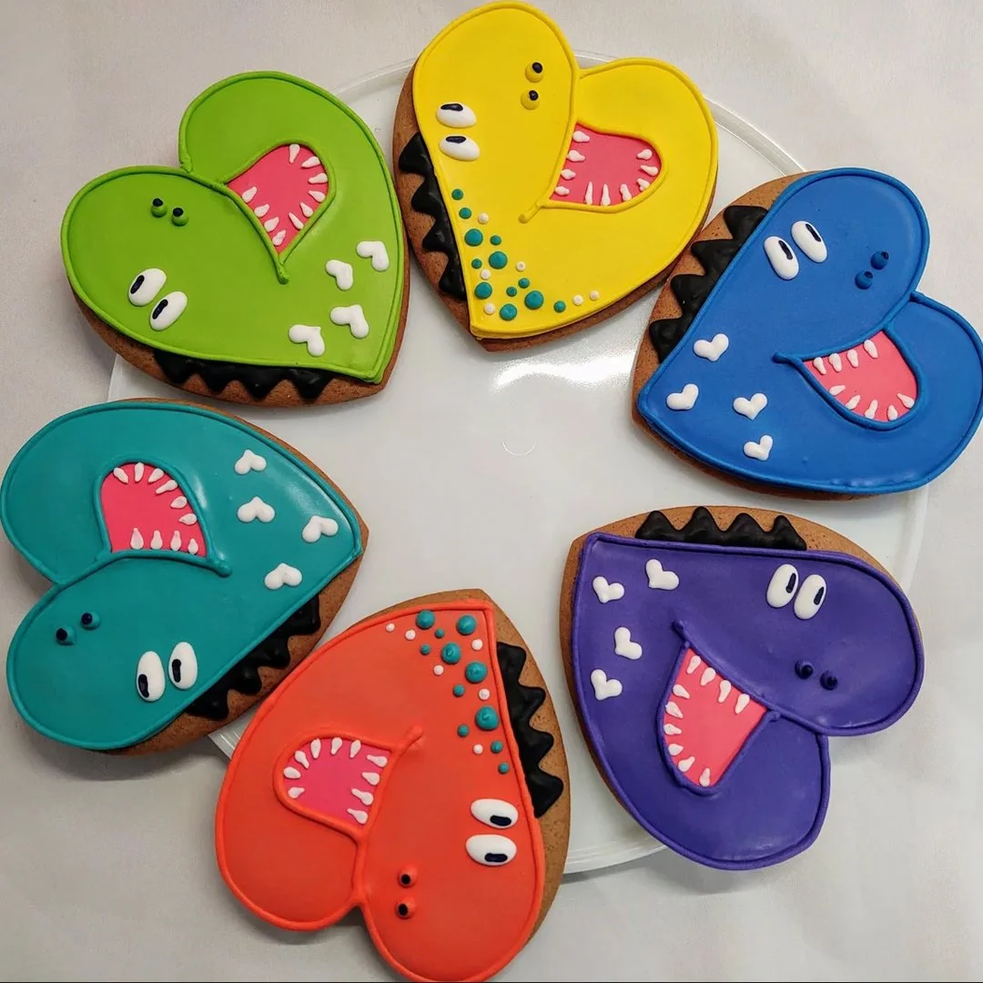 Dinosaur Heart Cookies from the Gingerbread Factory