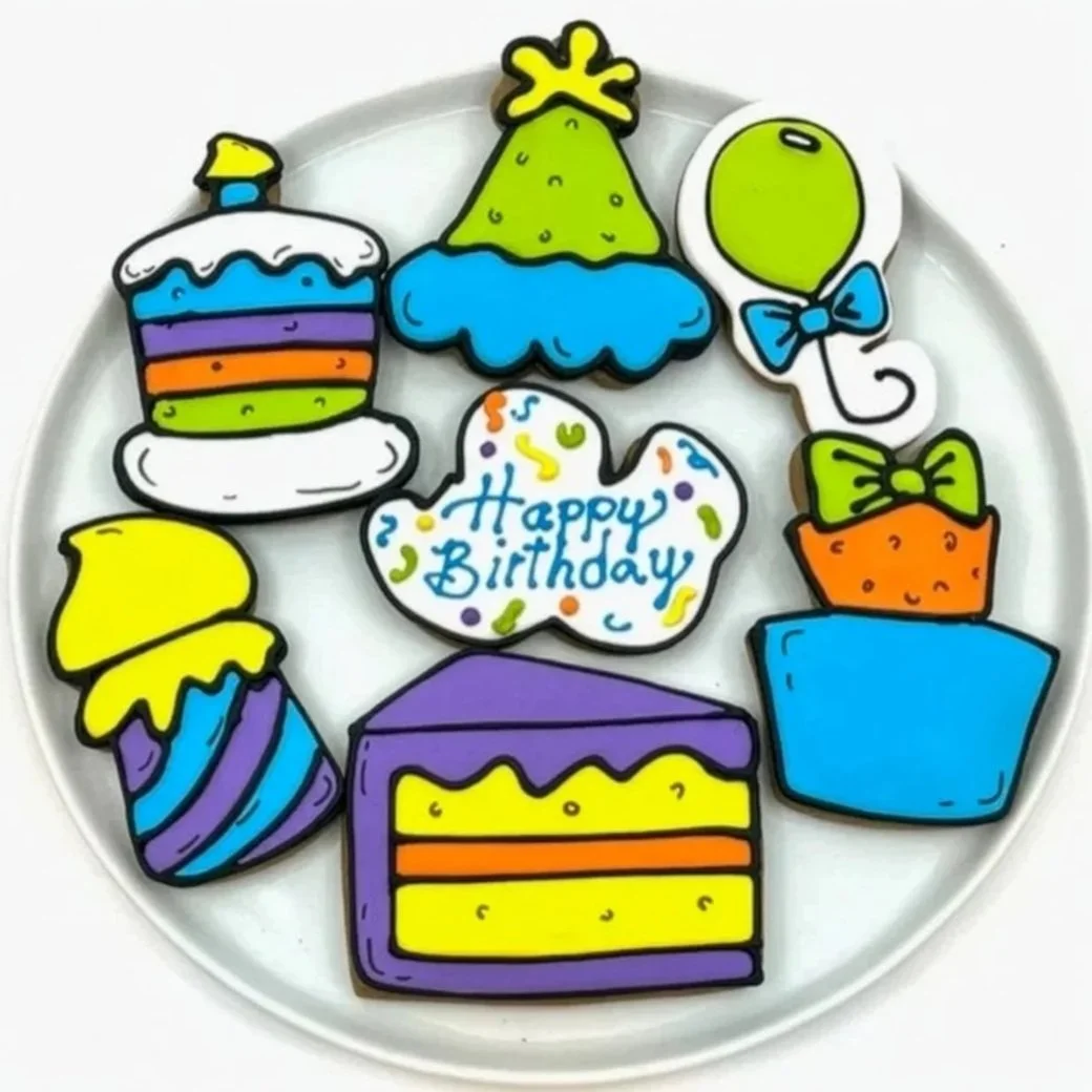 Cartoon Birthday Decorated Cookies from The Gingerbread Factory
