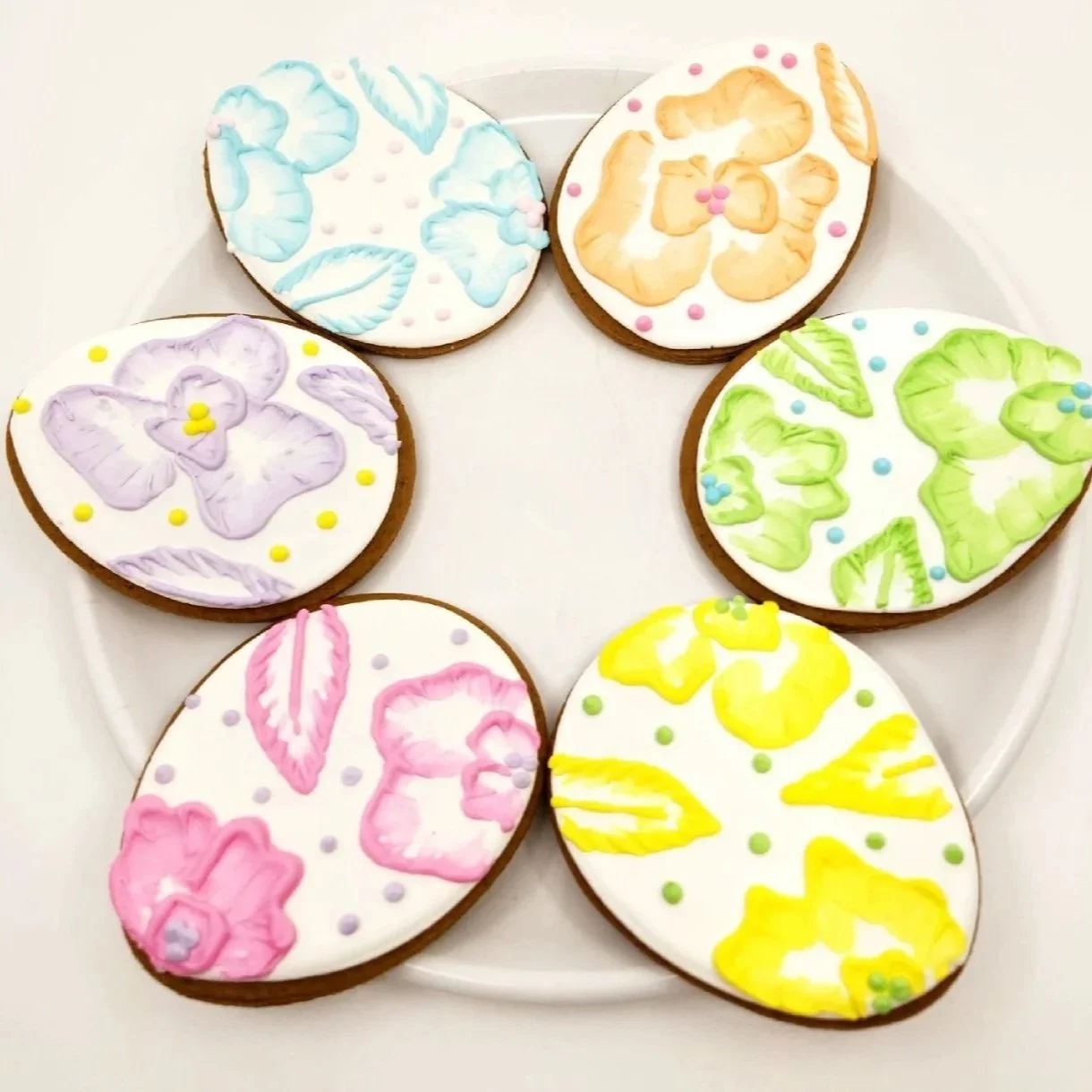 Beautiful Hand-Painted Floral Easter Egg Cookies - GBF Local