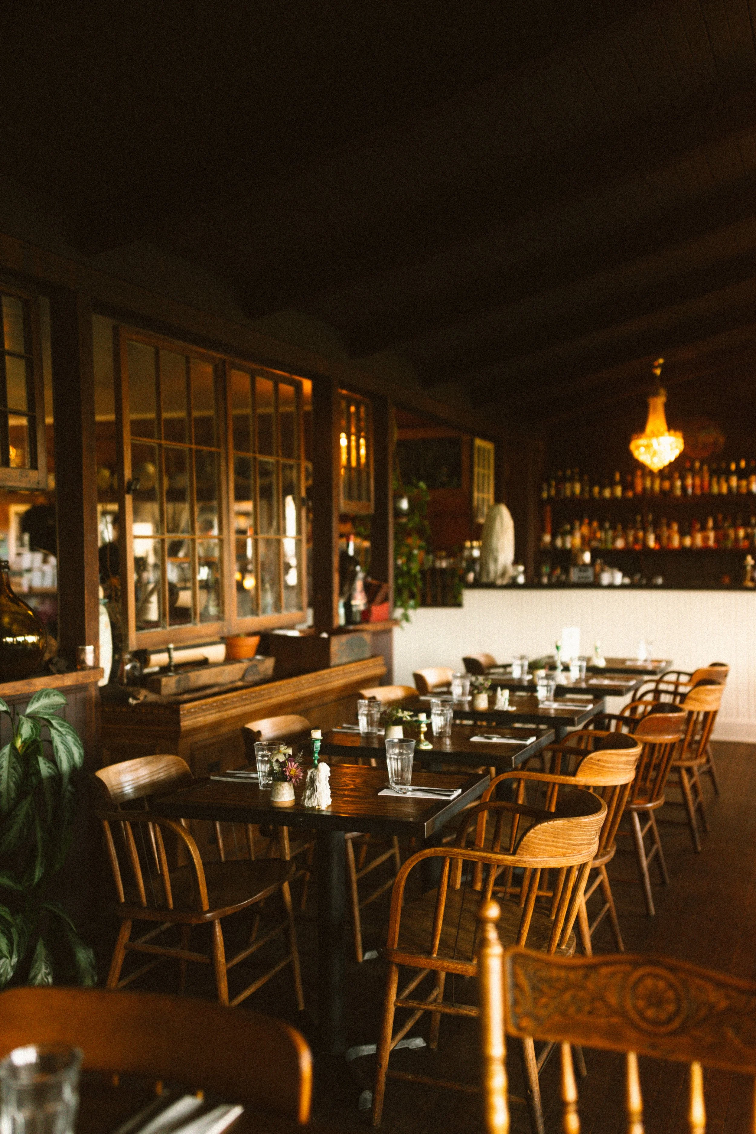 dining room in The Tokeland Hotel, in Tokeland, Washington
