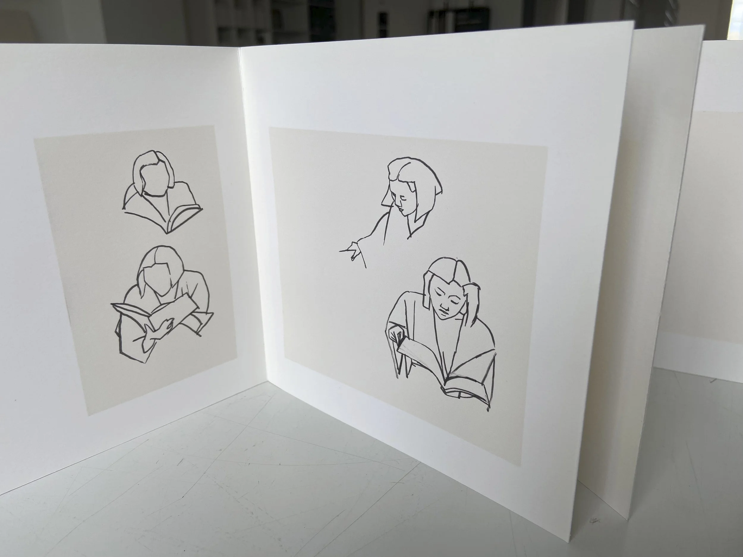 books, artist books, artist made books, handmade, portraits, self portraits, drawings, editioned books, process, making, accordion books,  ditta baron hoeber, philadelphia artist, brush and ink, sumi ink, drawing sequences, repetition, jenny yim