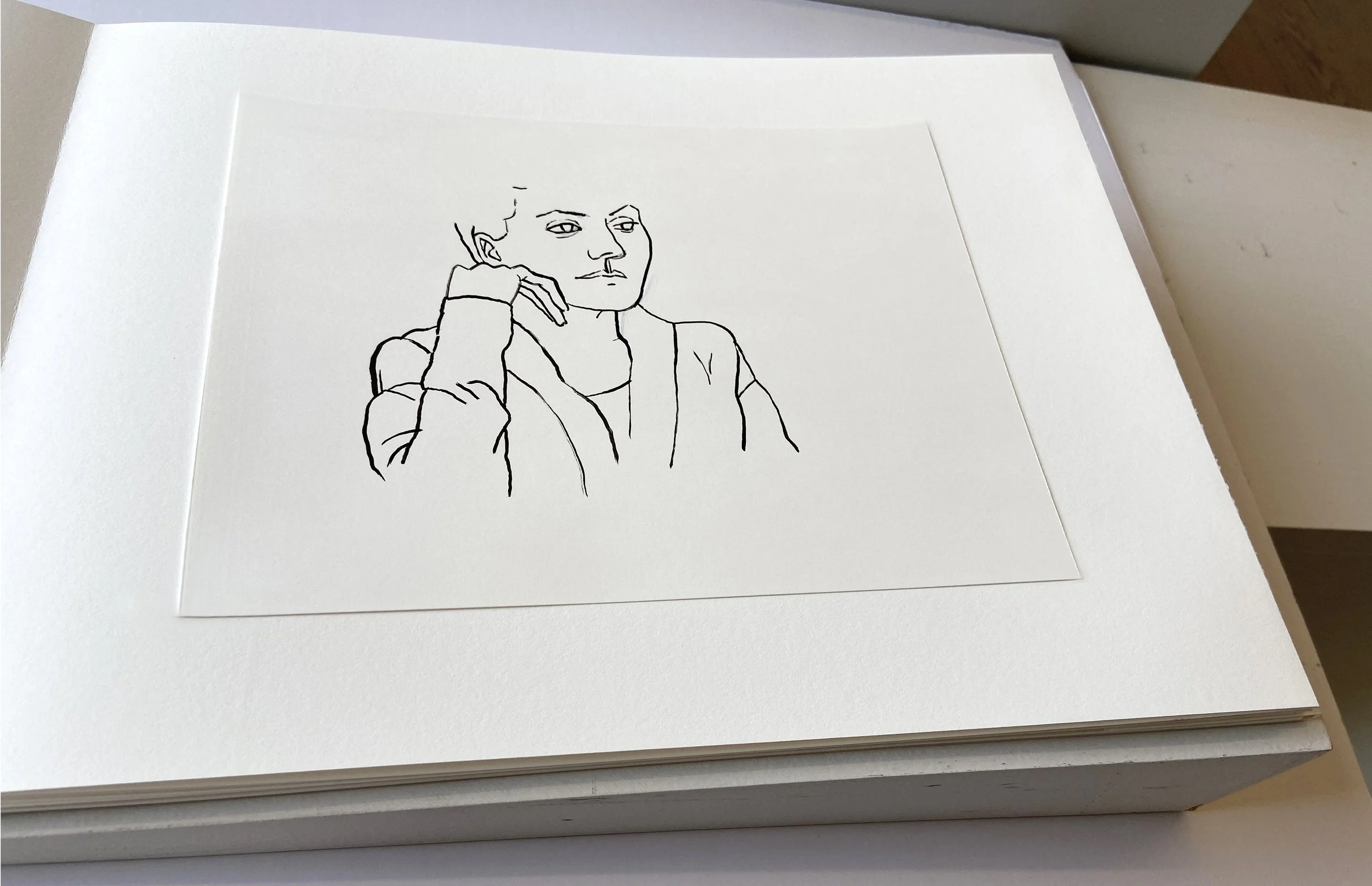 book, artist book, artist made book, handmade book, process, accordion book, photography, photo sequence, ditta baron hoeber, philadelphia artist, portrait, drawing, sumi ink, gouache, drawing sequence, brush and ink, sarah gamble, fleisher/ollman