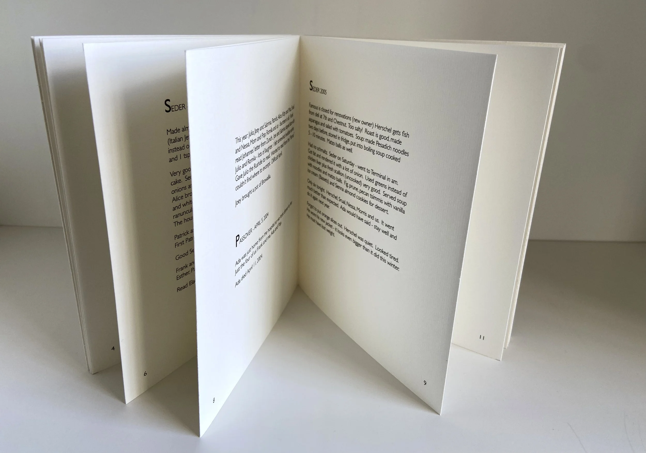 books, artist books, artist made books, ameli handmade, editioned books, process, making, accordion books, ditta baron hoeber, philadelphia artist, artist blog, 200 books and, seder, holiday cooking, passover, what we made for seder