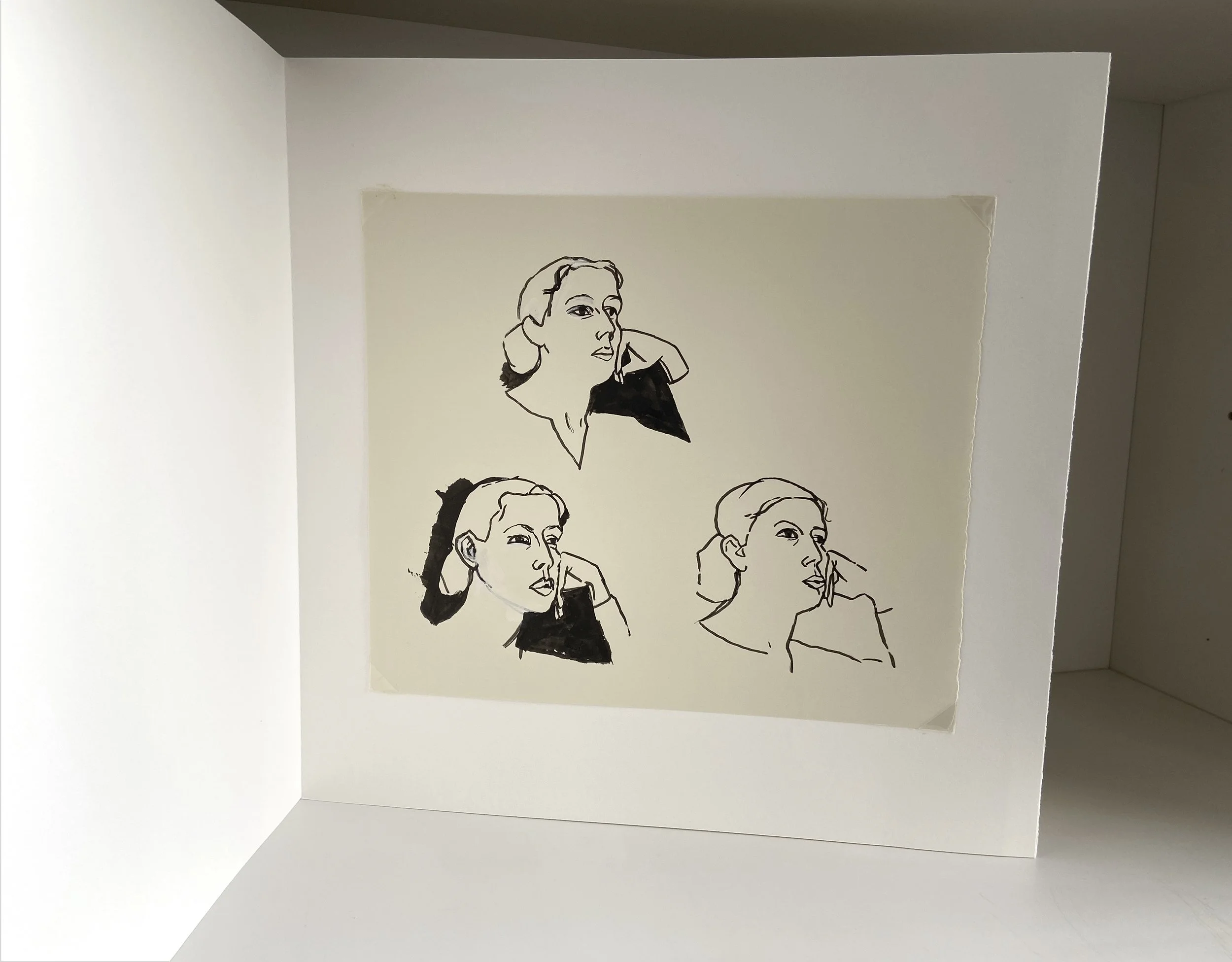 book, artist book, artist made book, handmade book, process, accordion book, photography, photo sequence, ditta baron hoeber, philadelphia artist, portrait, drawing, sumi ink, gouache, drawing sequence, brush and ink, corinna burns