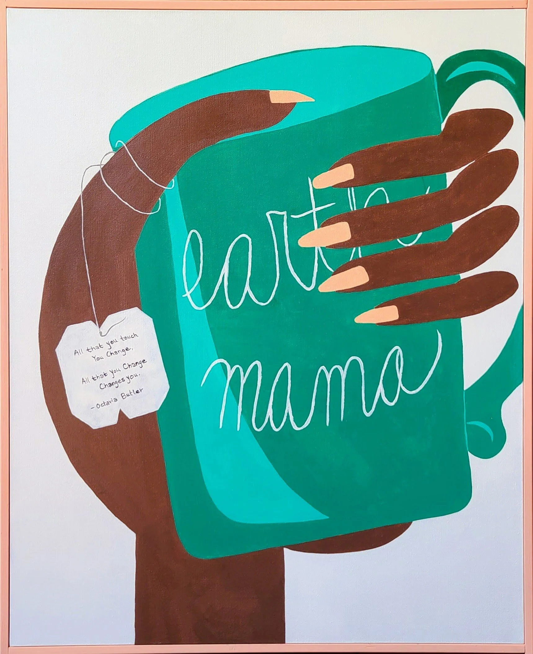 "Earth Mama" - 30 x 24 - acrylic on canvas with painted wood frame - 2023 - $500