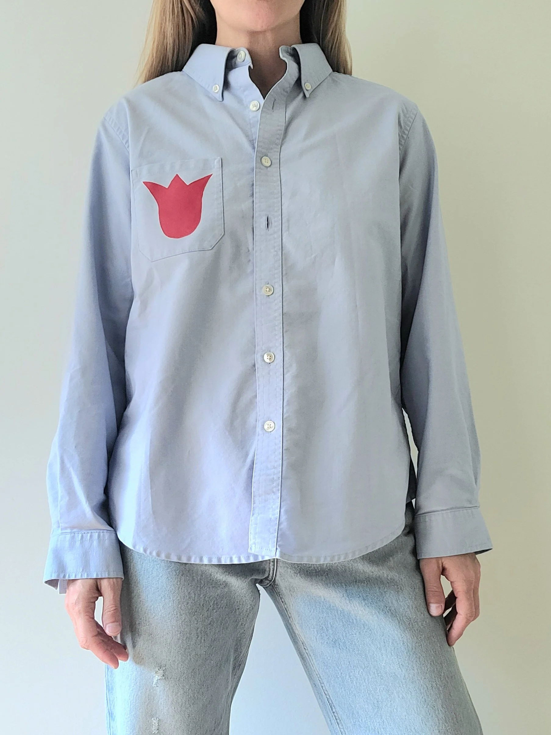 #16 - Label: LL Bean - Size: Men’s Regular Medium - Materials: 100% cotton - Measurements: Length: 27.5”, Pit-to-pit: 22” - $40
