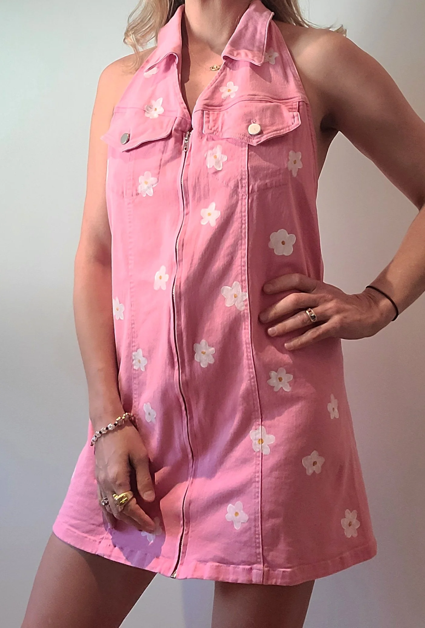 #3 - Upcycled/No label - Women's Size Large - Length: 32" - Pit-to-pit: 15.5" - Lay-flat waist: 17.5" - $100