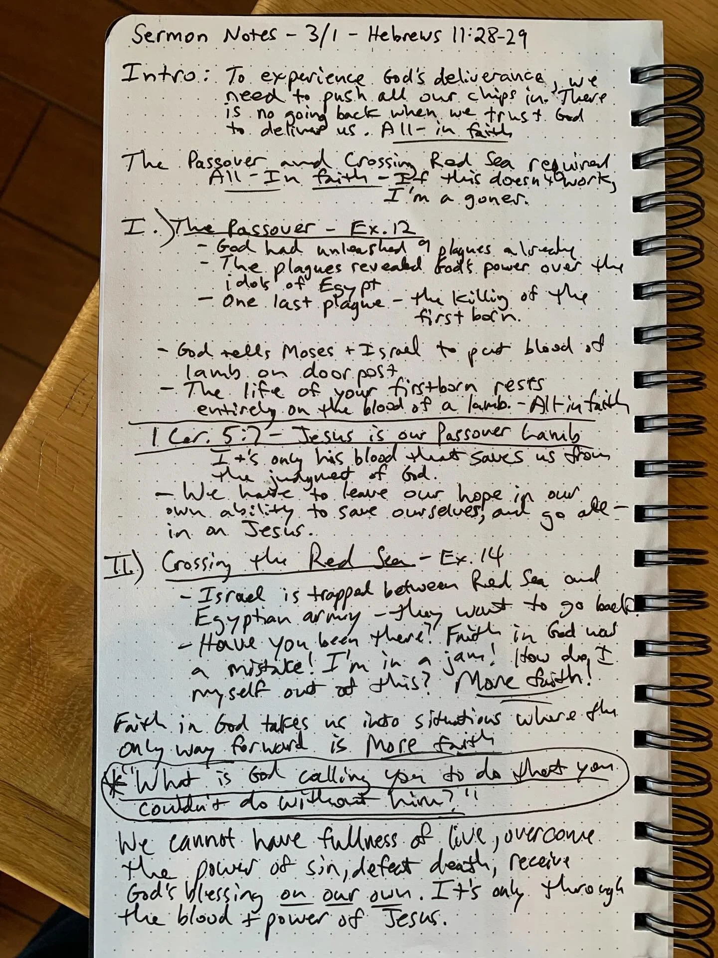 Take a peek behind the curtain of Pastor&rsquo;s Jon&rsquo;s sermon writing process from last Sunday&rsquo;s message: Delivered by Faith (Hebrews 11:28-29).

You can listen to this sermon and all other Partridge Point messages on Spotify, Apple Music