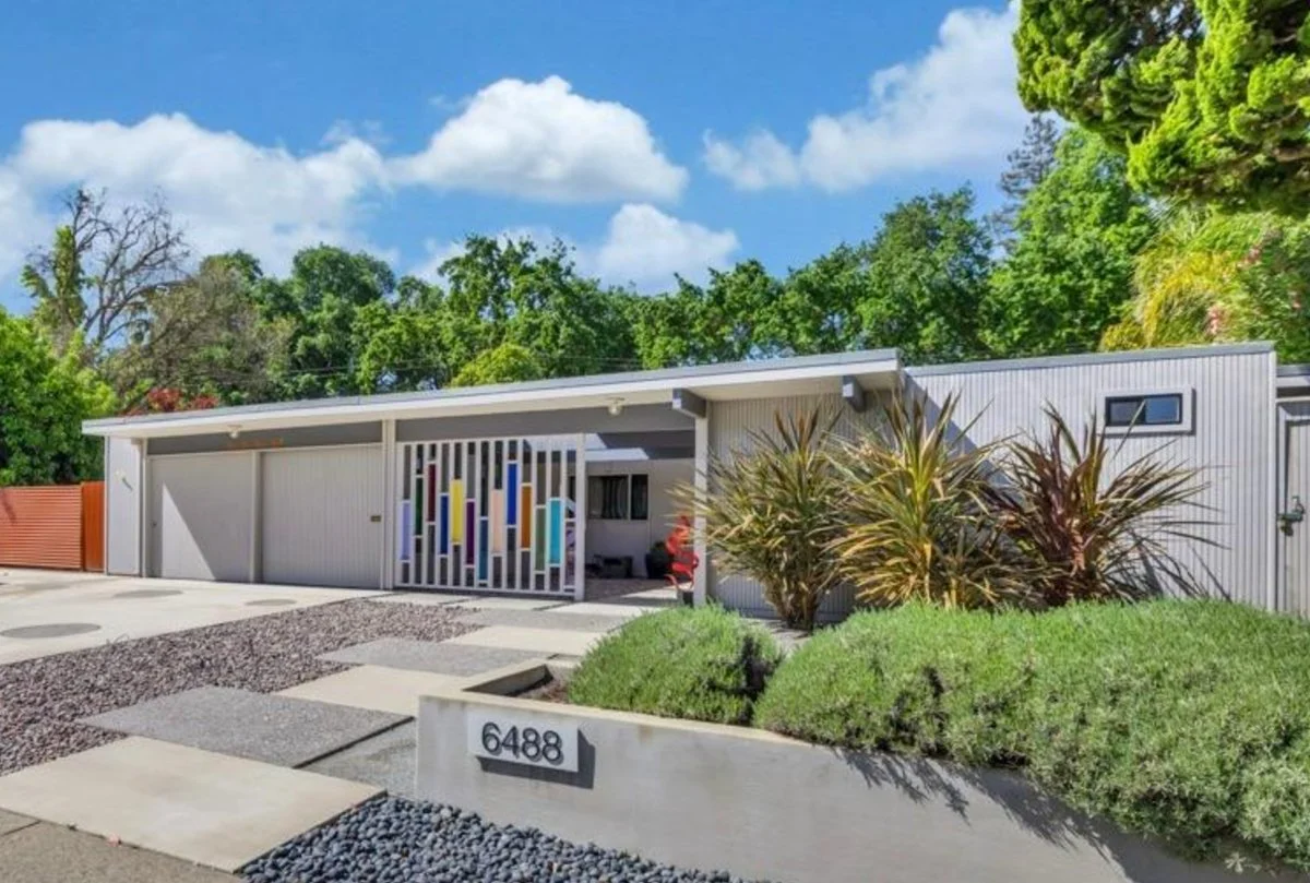Eichler Home with colorful from entry way.
