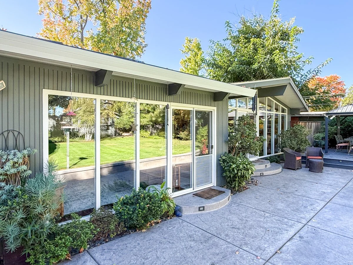 Family room and living room windows.