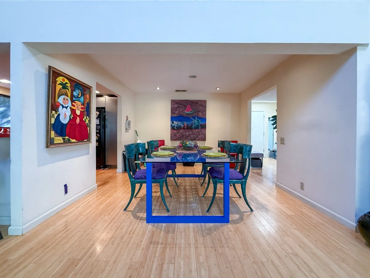 Dining area off living room.