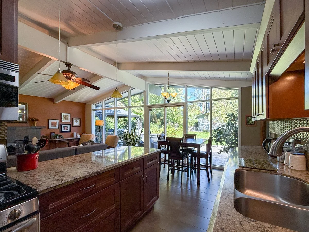 View to back yard from kitchen. 