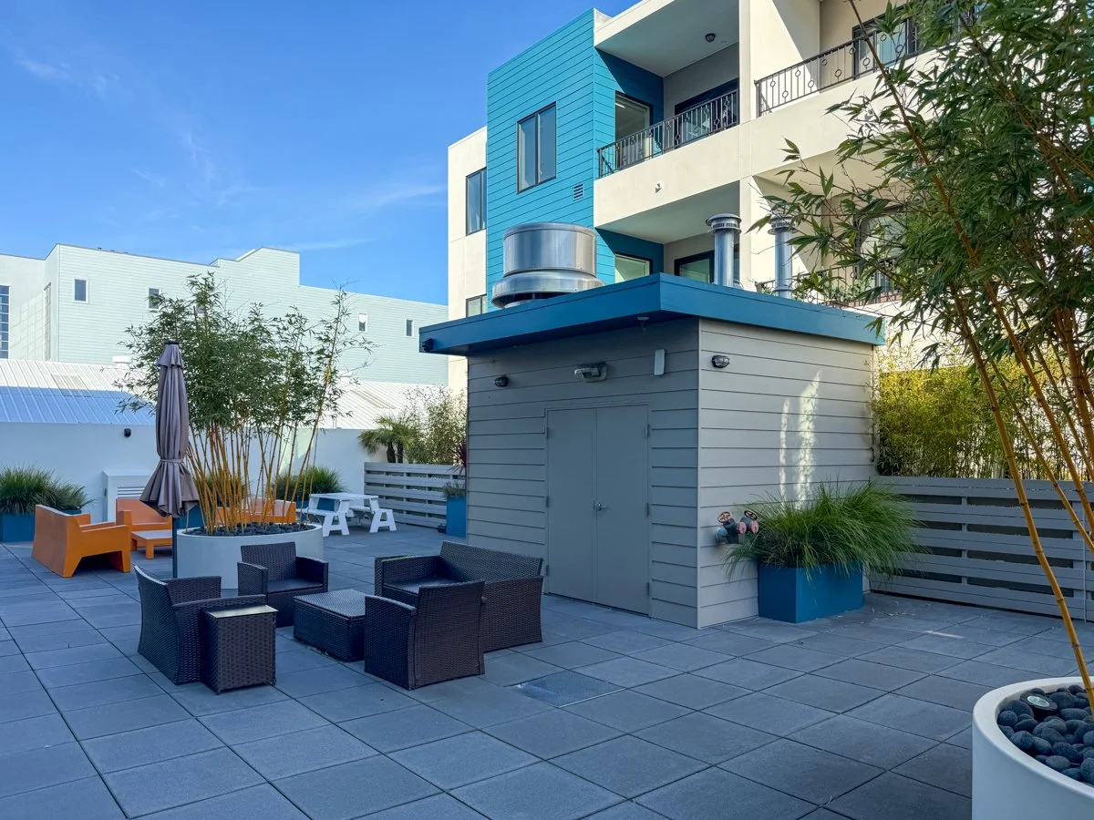 Atrium with gathering areas.