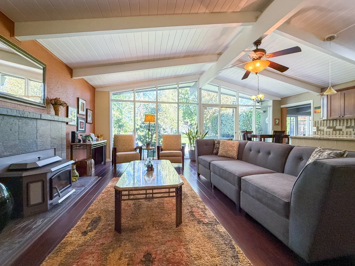 Living room with fireplace.
