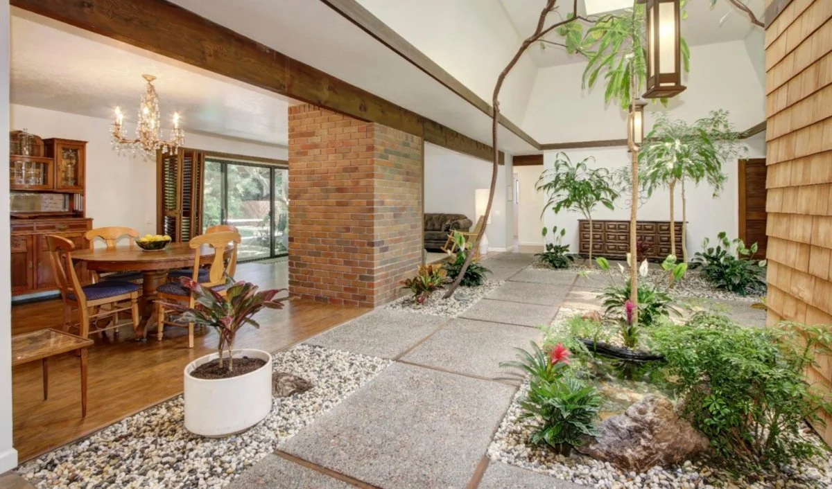 Atrium in Carter Sparks custom mid century modern home.
