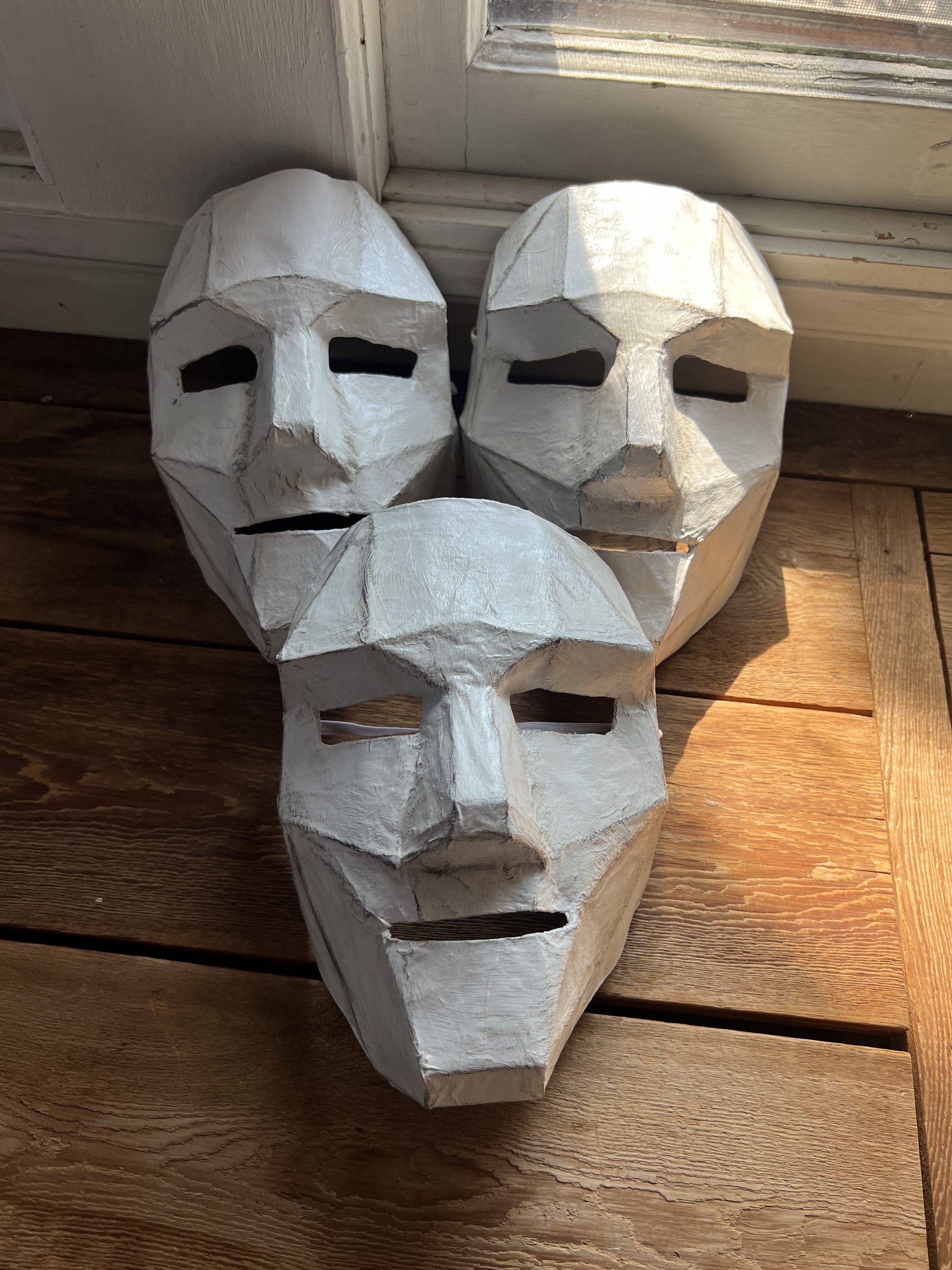Pepakura masks, Mamma Mia!, Falls Patio Players