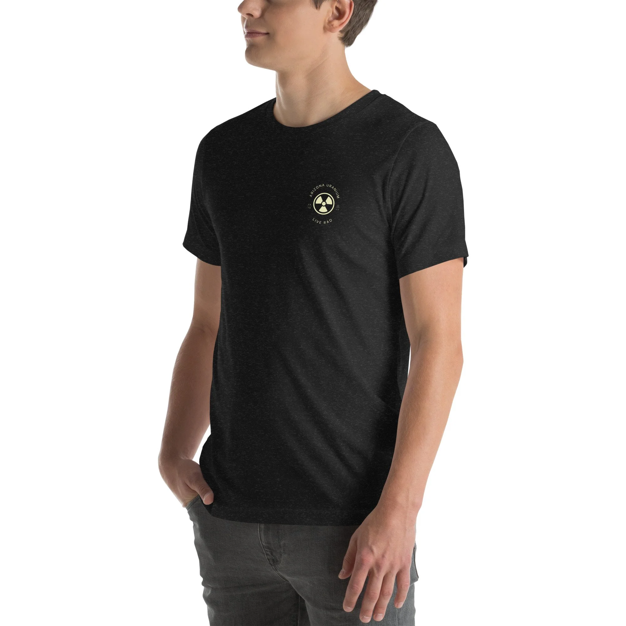 Black nuclear t-shirt with Forbidden Swimming Pools of the World advanced reactor graphic
