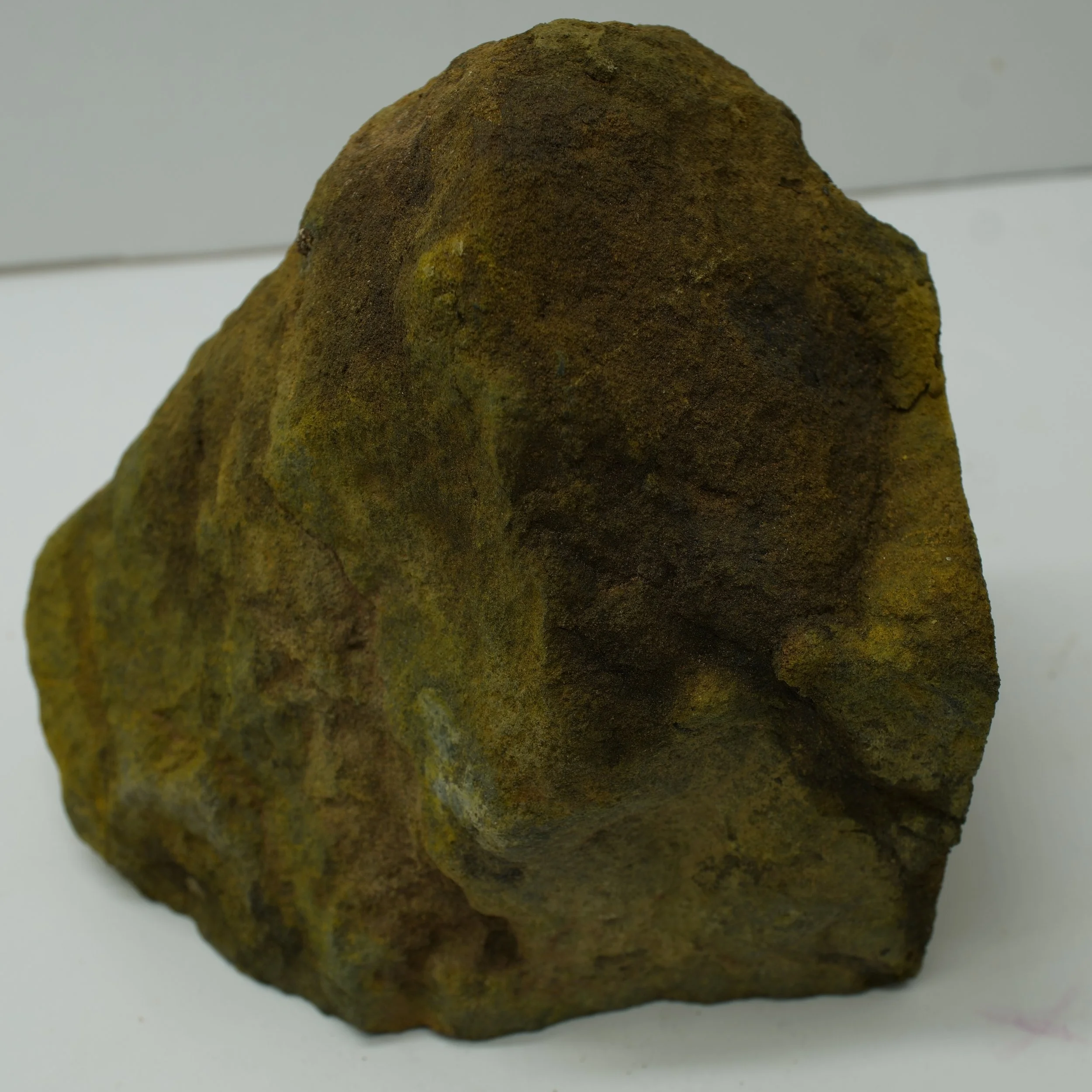 Large Utah carnotite uranium ore specimen with yellow-green secondary mineralization measuring 5 inches and emitting 30,000 CPM
